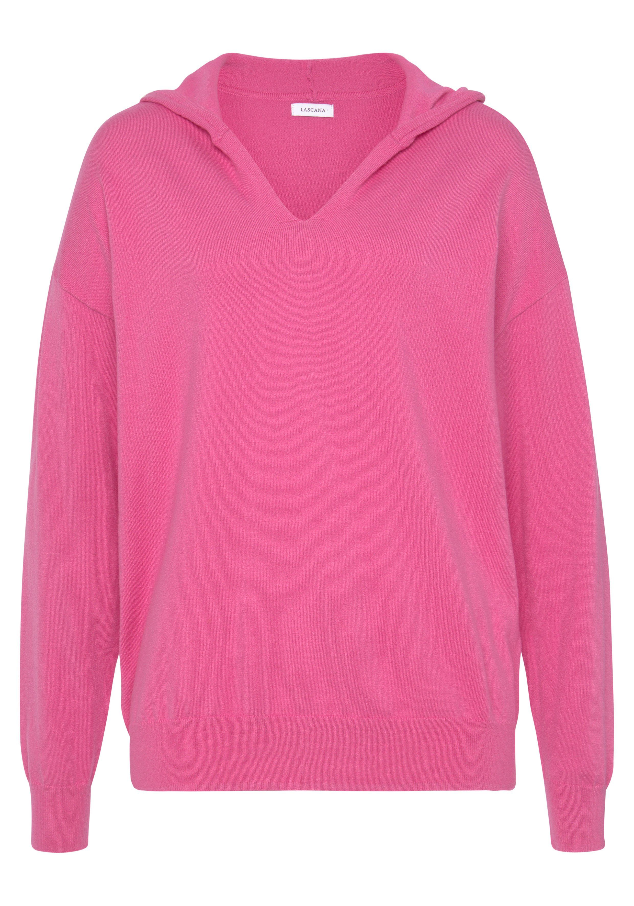 Lascana Gebreide trui Hoodie Capuchonsweatshirt van zachte viscosemix, loungewear
