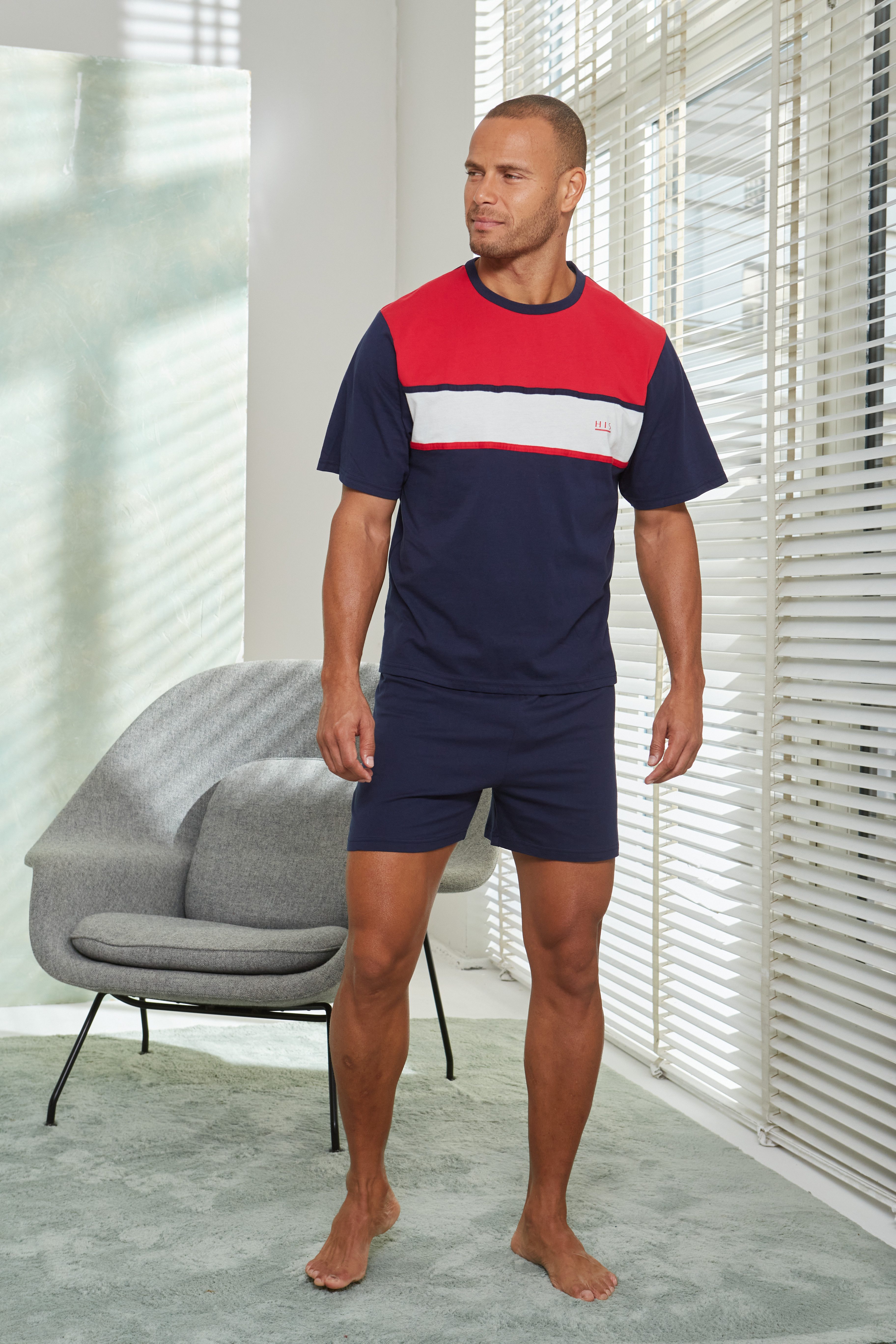 H.I.S Pyjama Pyjama met brede streep (2-delig, 1 stuk)
