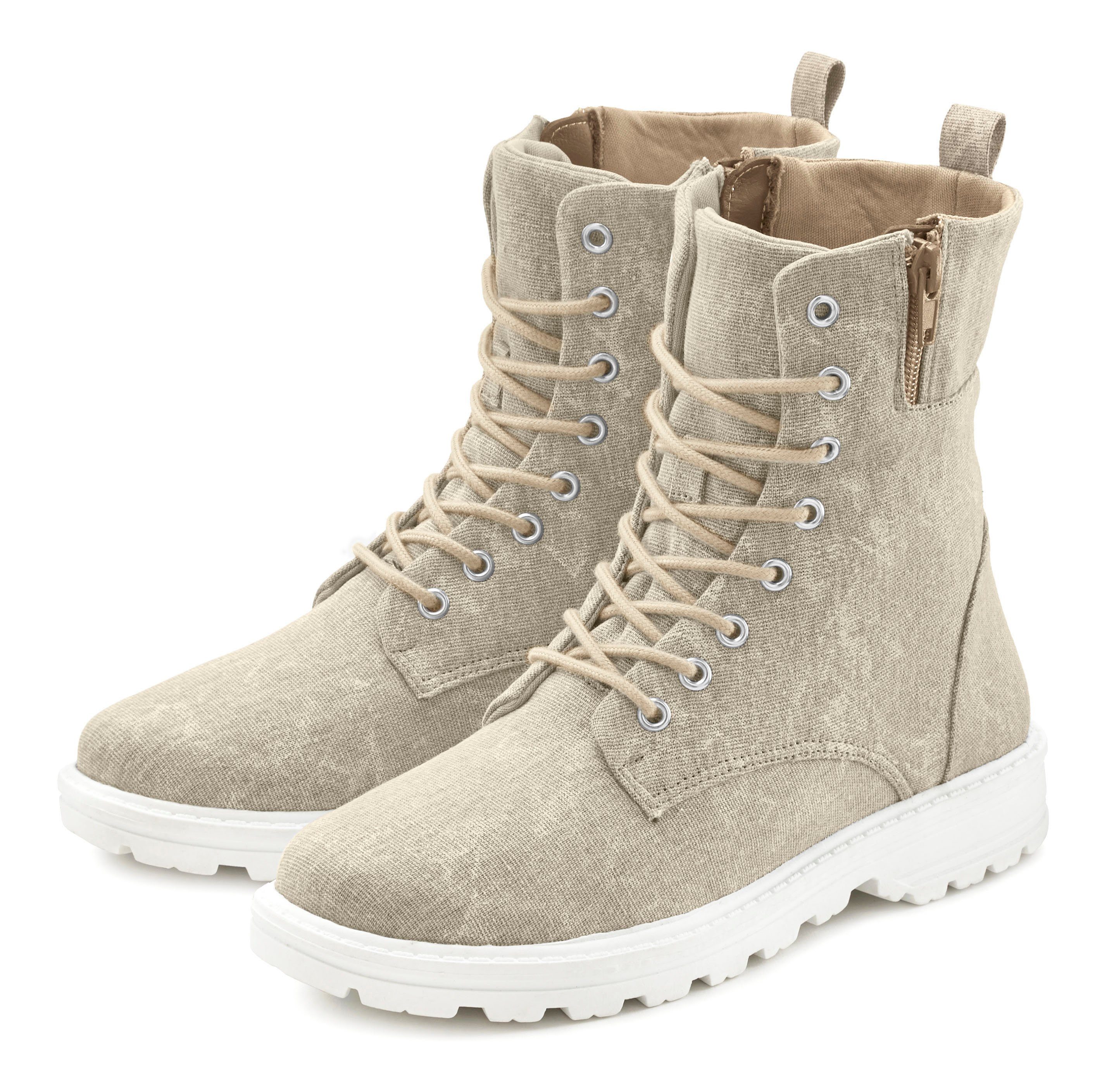 Lascana Laarsjes Boots met vetersluiting in een modieuze look in Combat look