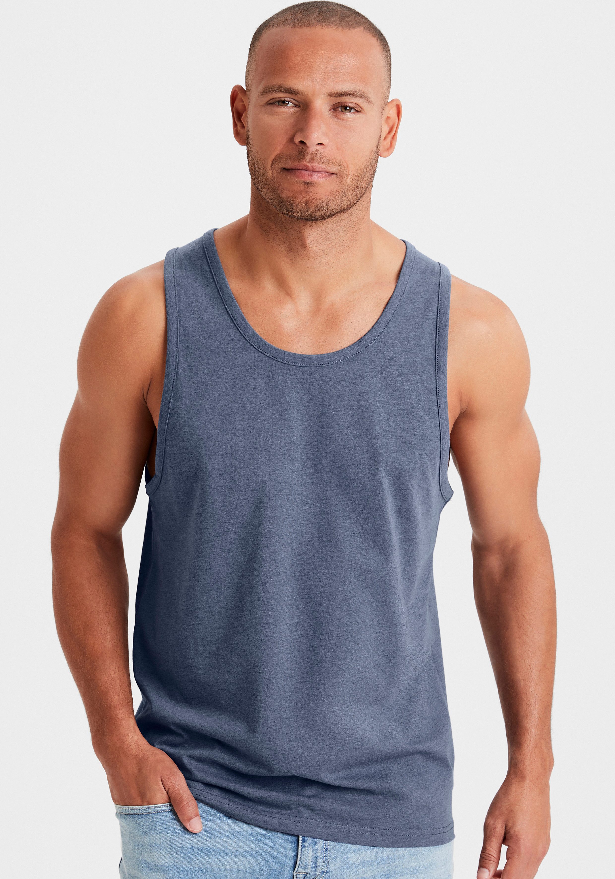 John Devin Tanktop in mooie mêlee-look (set, 2-delig, 2)