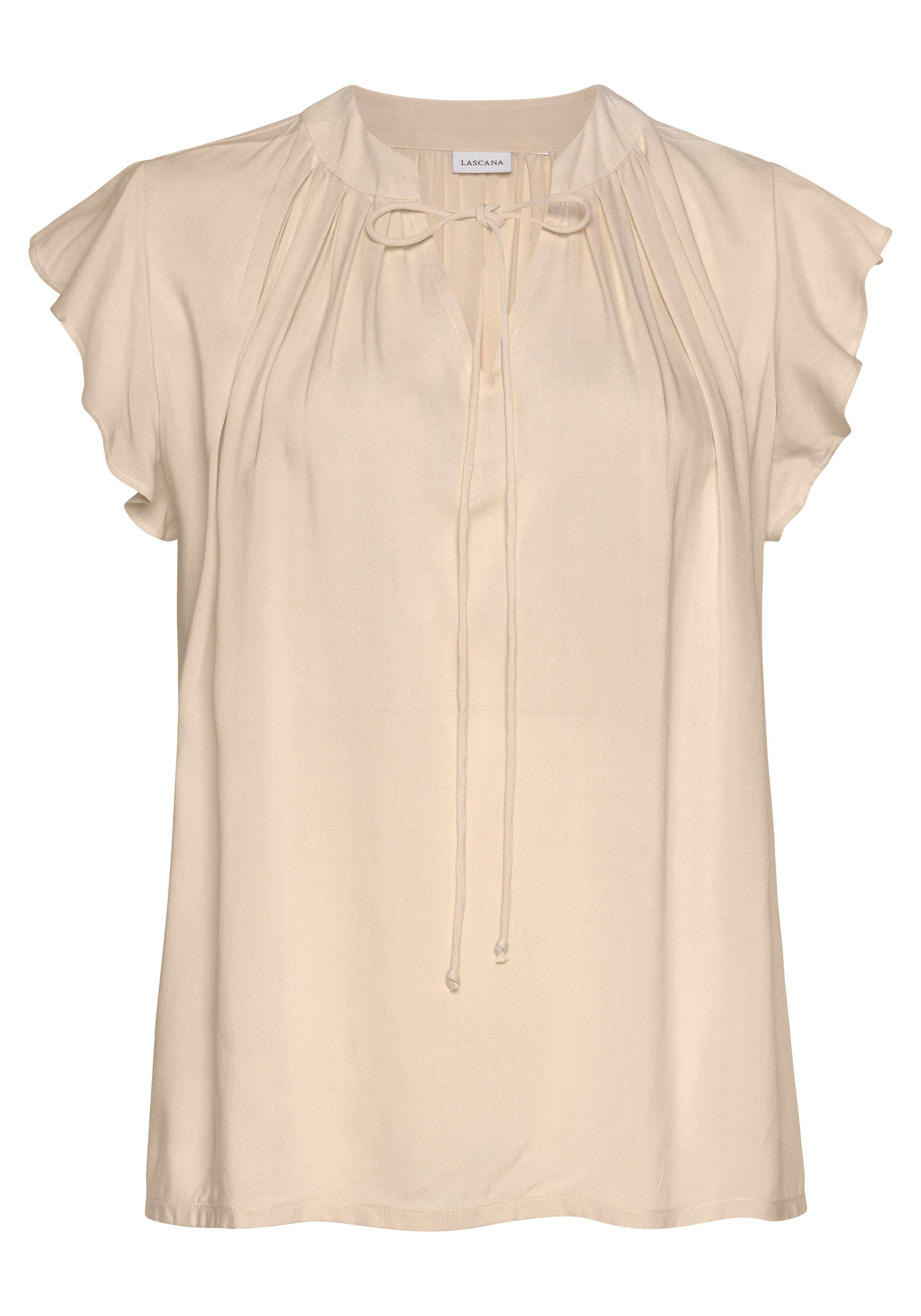 Lascana Blouse zonder sluiting met ruches-mouwen, korte mouwen blouse, elegant