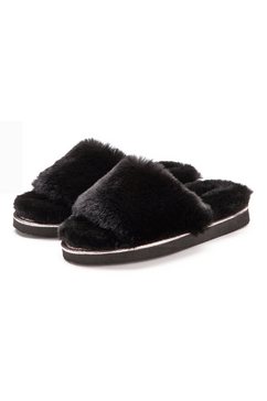 lascana pantoffels slippers met heerlijk zacht imitatiebont veganistisch zwart