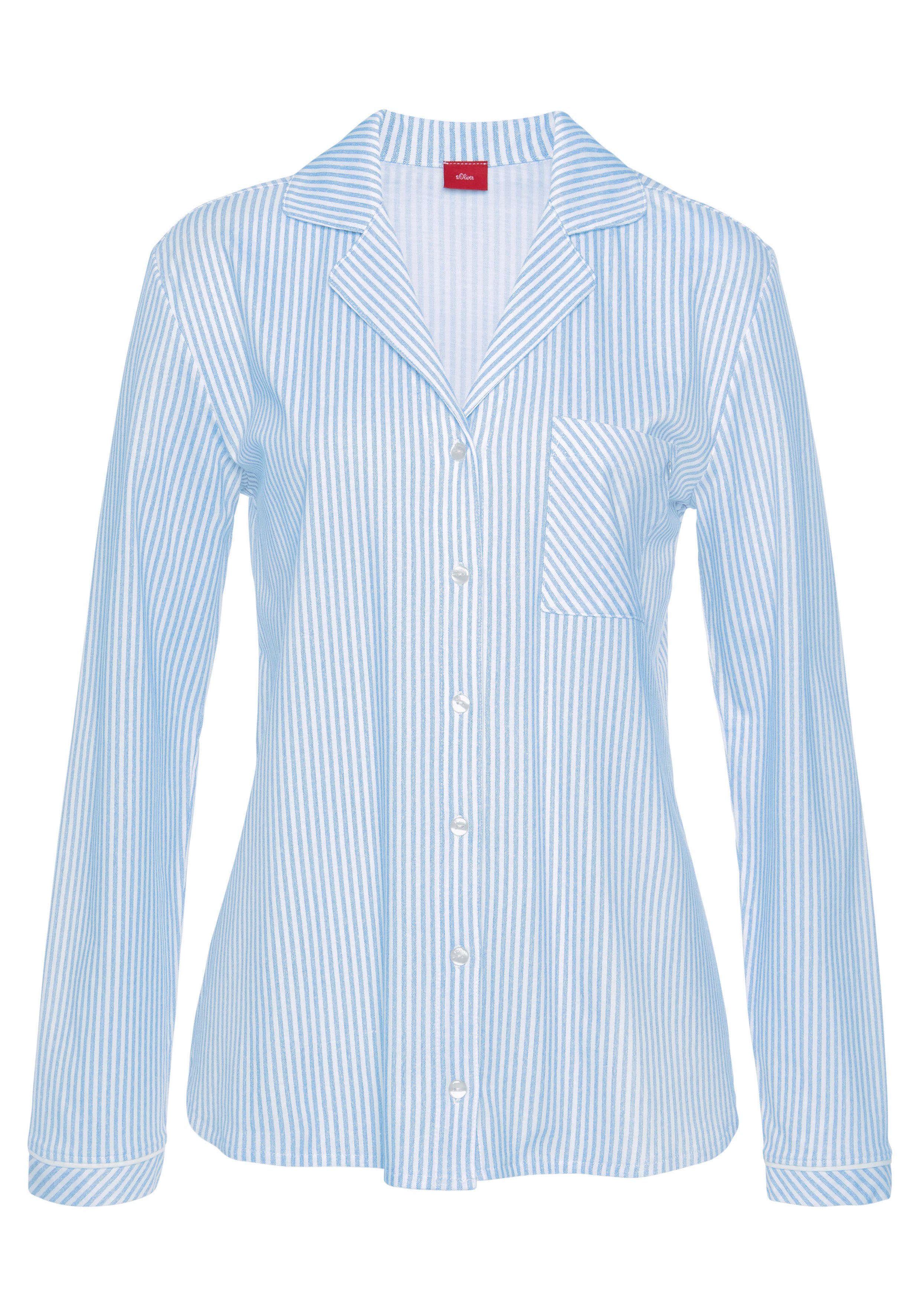 s.Oliver RED LABEL Beachwear Pyjama top in gestreept ontwerp mix & match maat 32/34 blauw