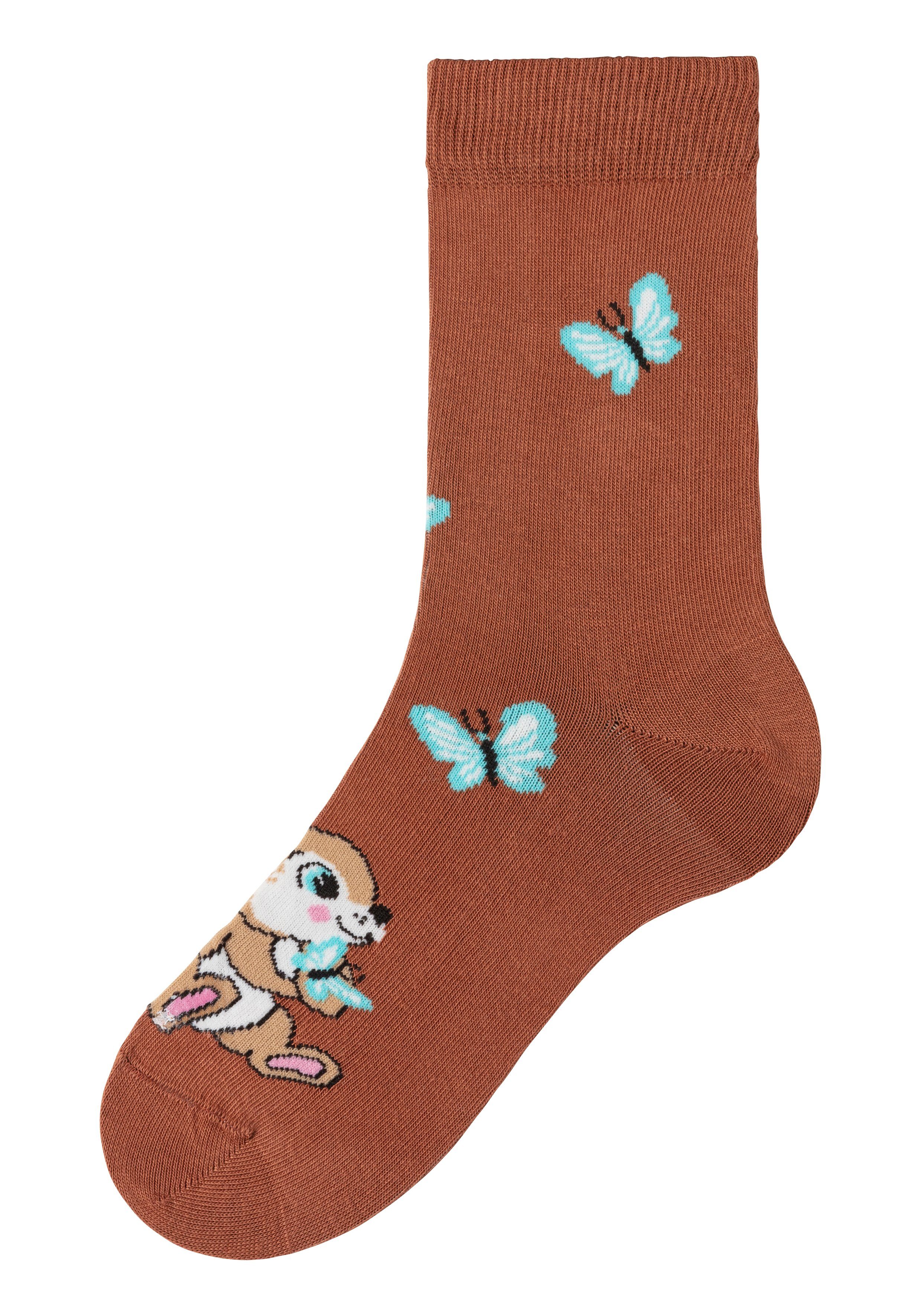 H.I.S Basic sokken met konijnenmotieven (set, 5 paar)