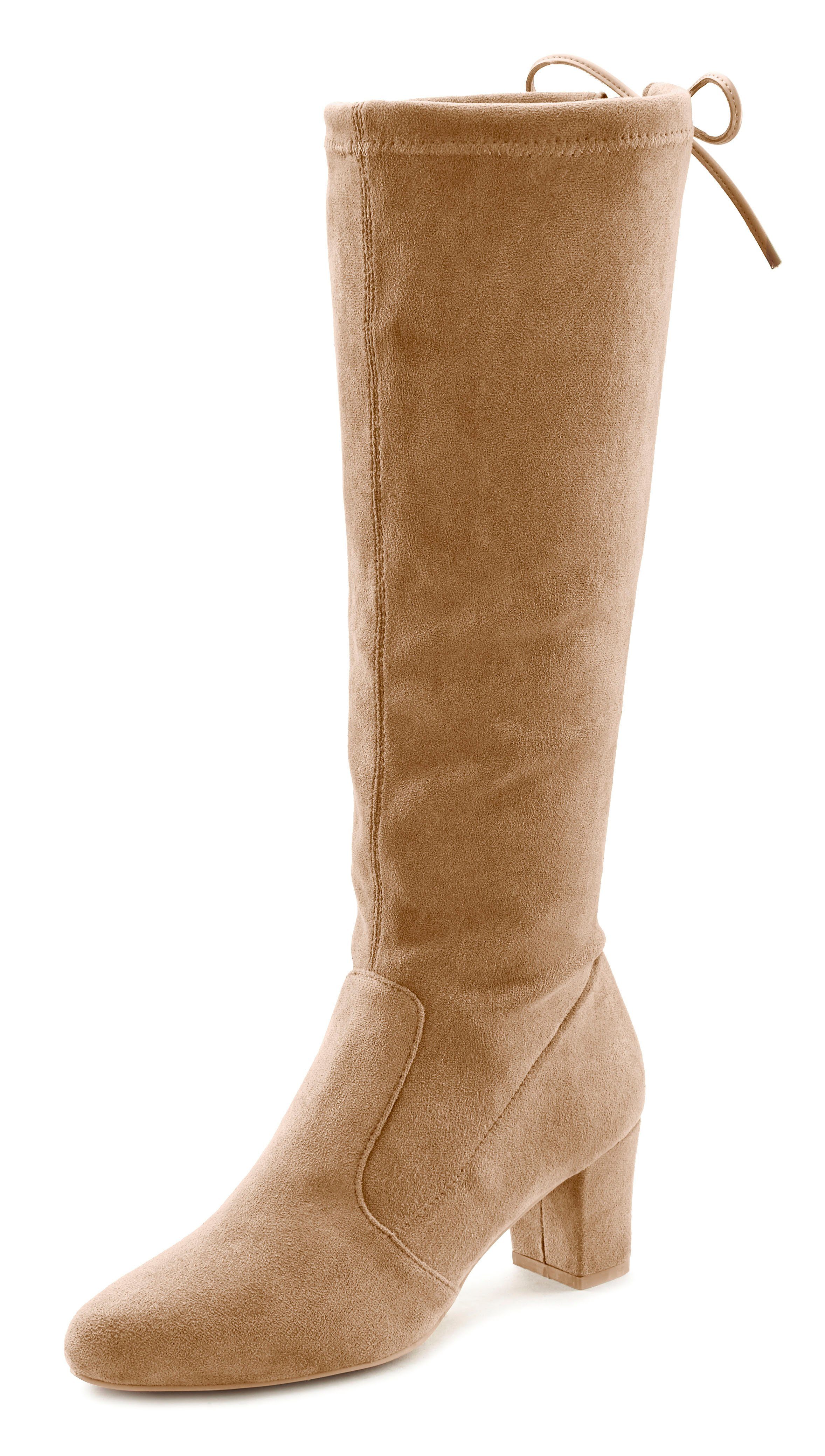 Lascana Instaplaarzen Slip-on boots, slouchy boots, slip-on, stretch & blokhak