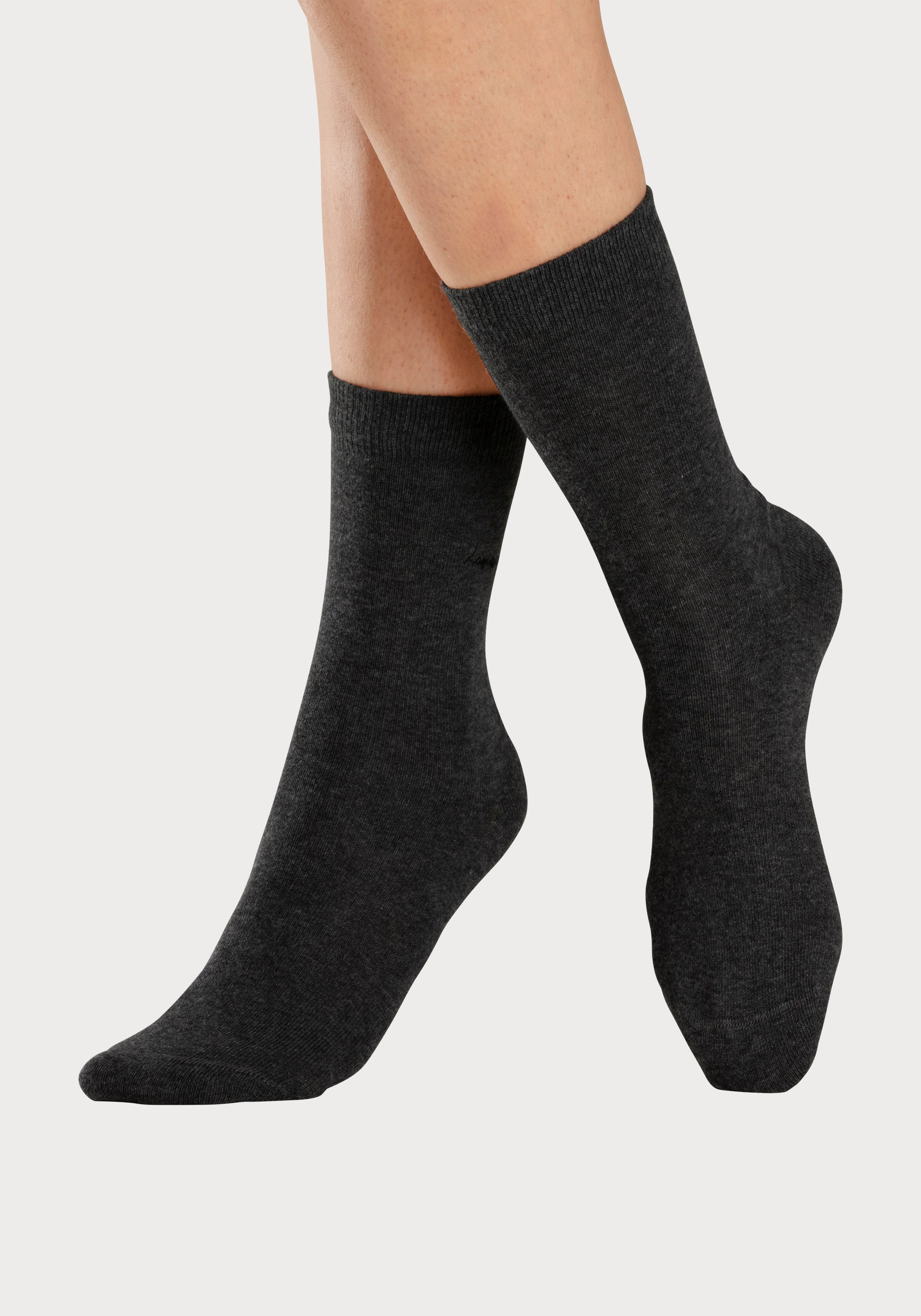 Lascana Basic sokken met hoogwaardig logoborduursel (box, 7 paar)