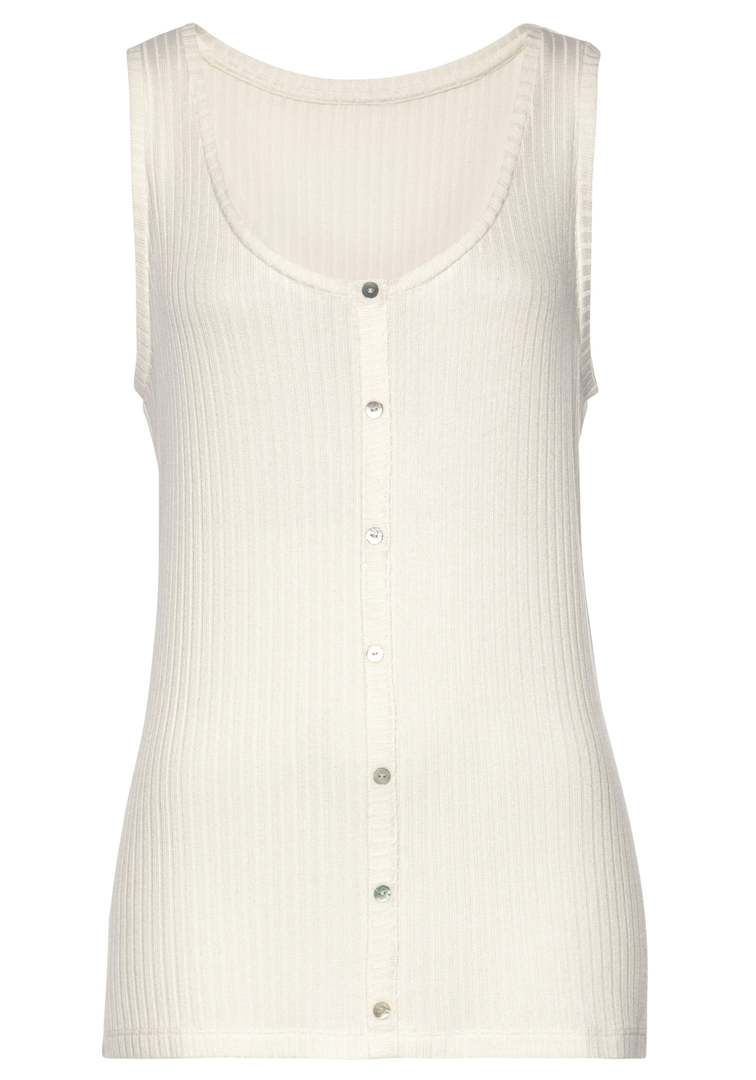 Vivance Geribde tanktop Met sierknoopsluiting van zachte ribkwaliteit met viscose