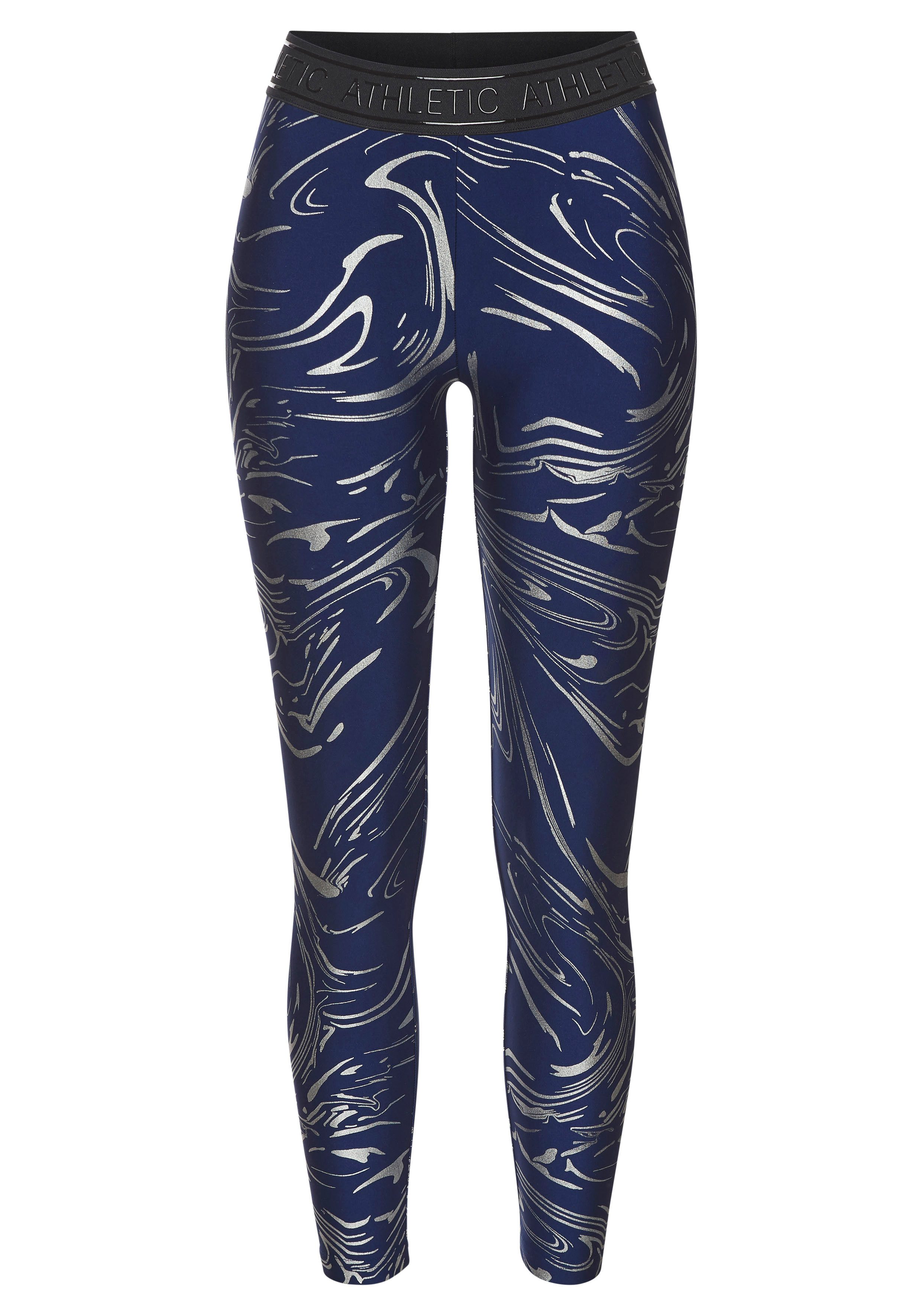 active by Lascana Functionele legging Sportleggings met glanzende print en 3D-tekst