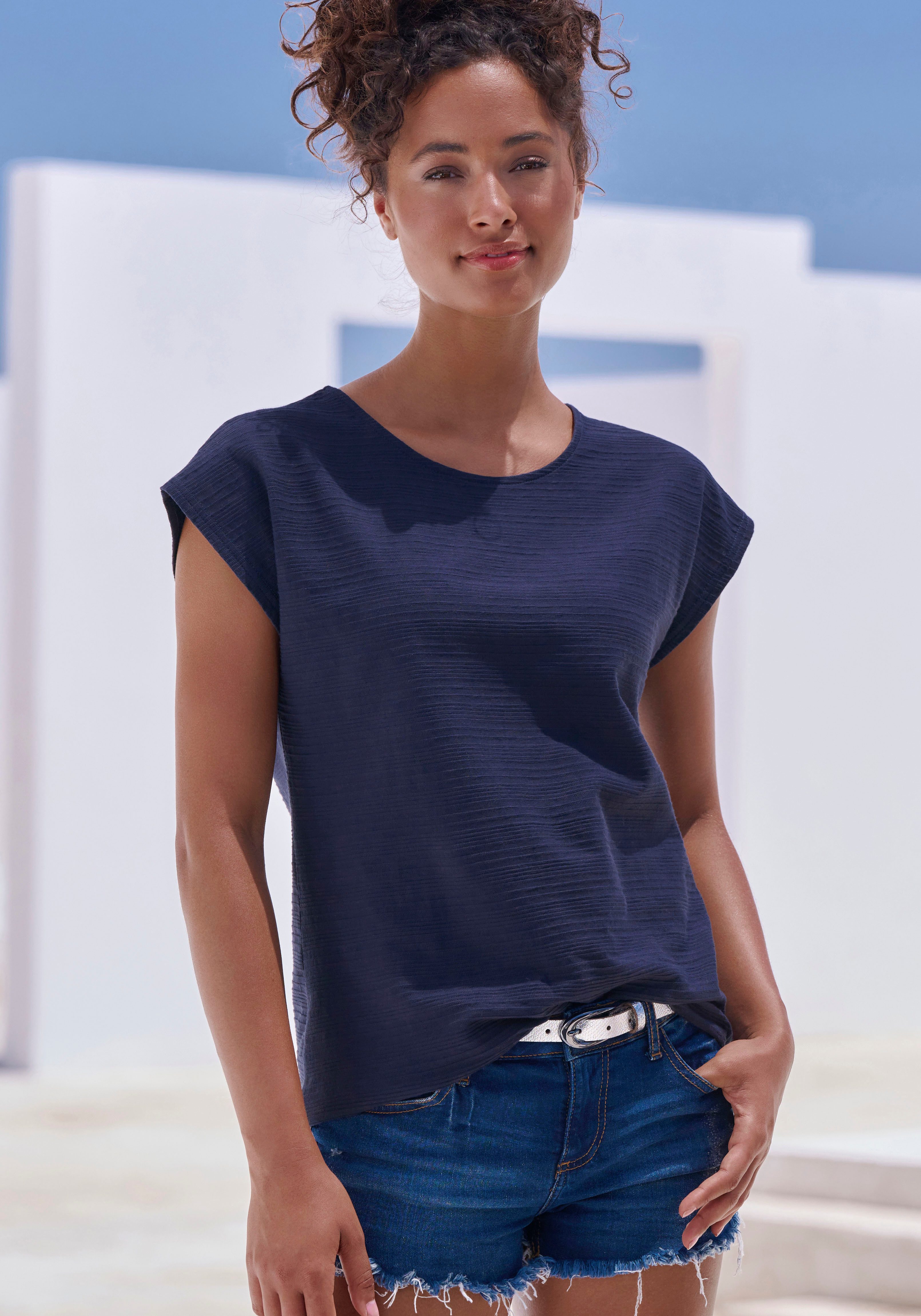 Vivance T-shirt Met modieuze streepstructuur in een zachte katoenkwaliteit (set)