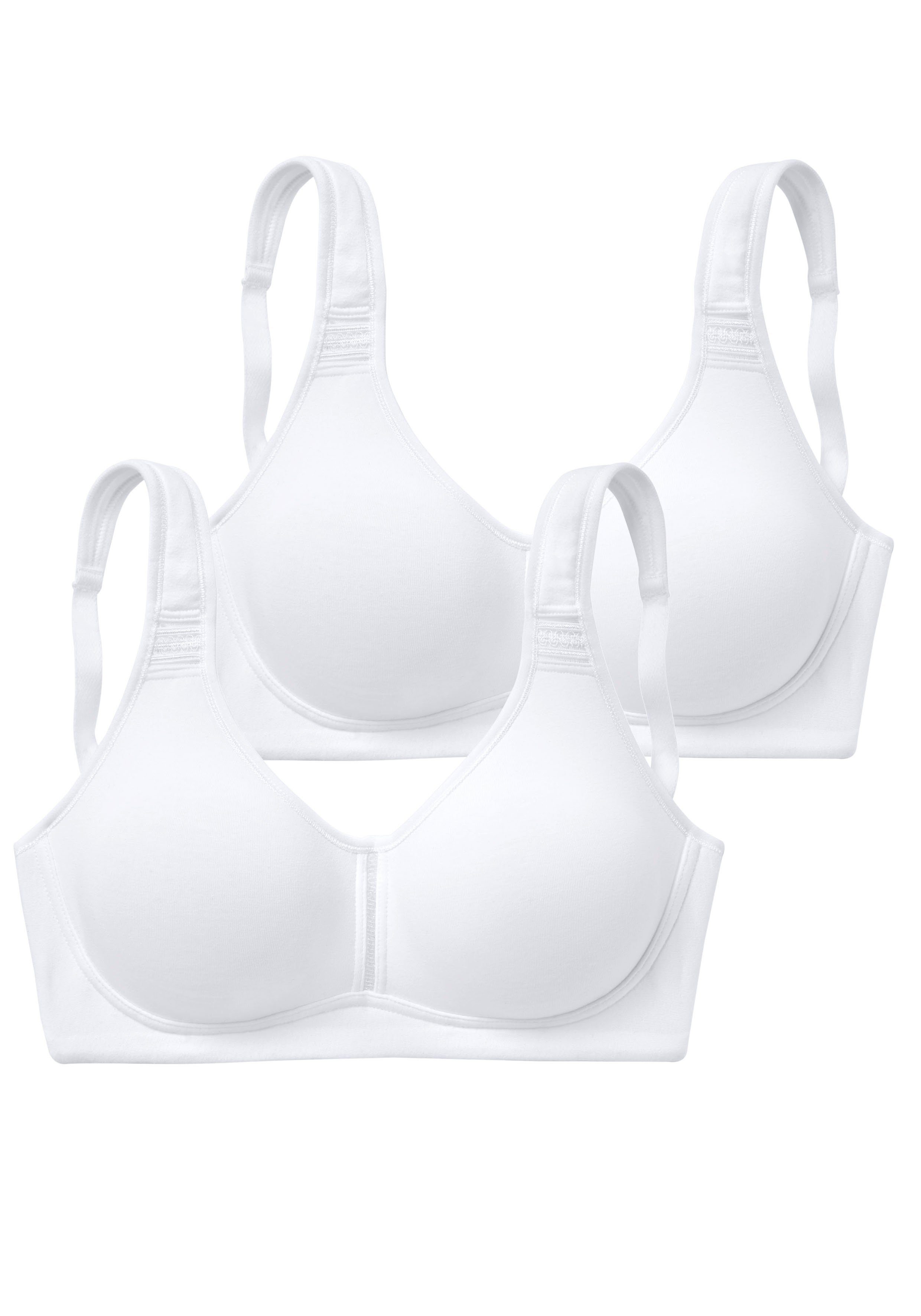 Petite fleur T-shirt-bh zonder beugels van katoen (Set van 2) t-shirt bh's maat 80 D wit