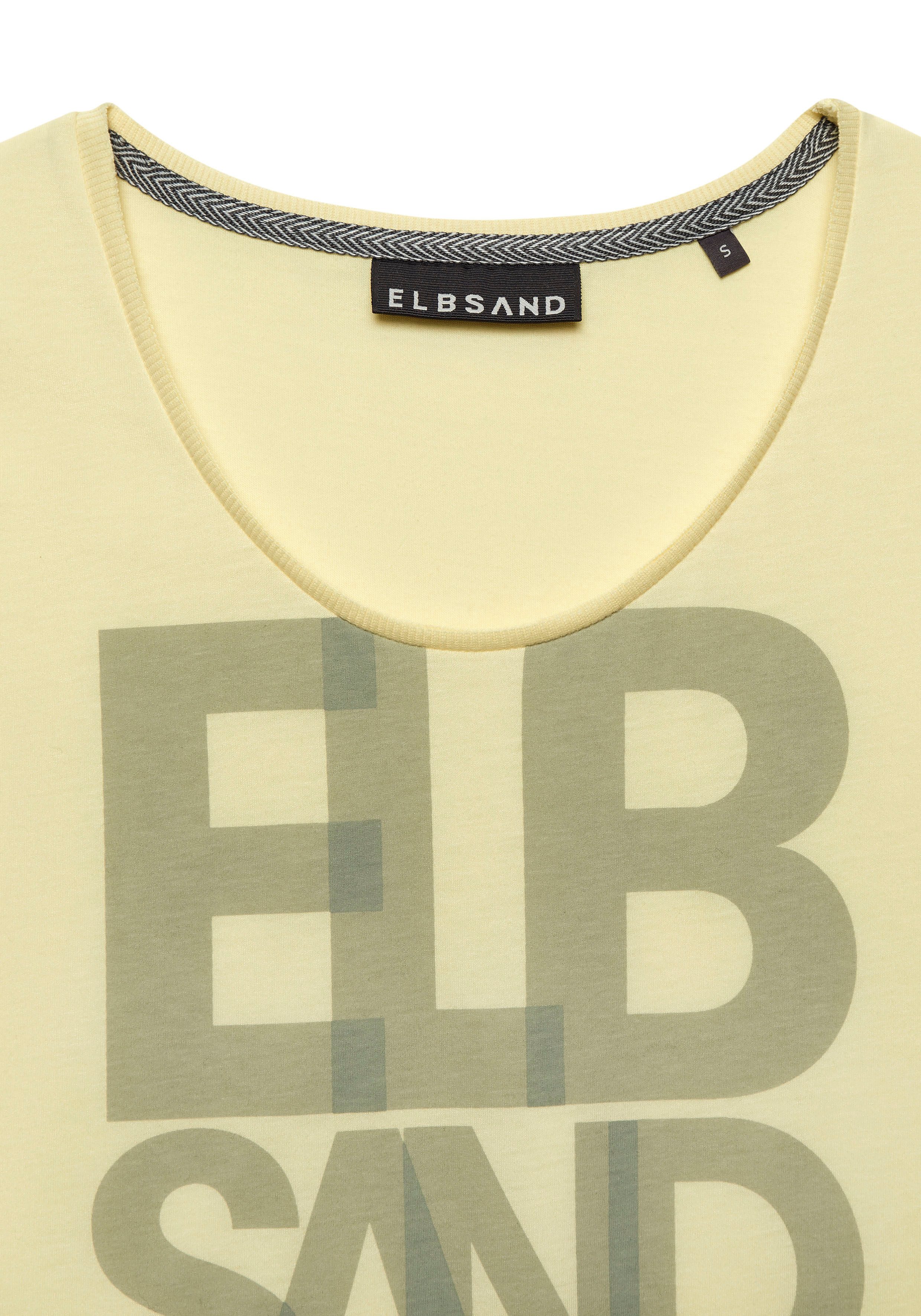 Elbsand T-shirt Eldis met logoprint, korte mouwen shirt van katoenmix, sportief-casual