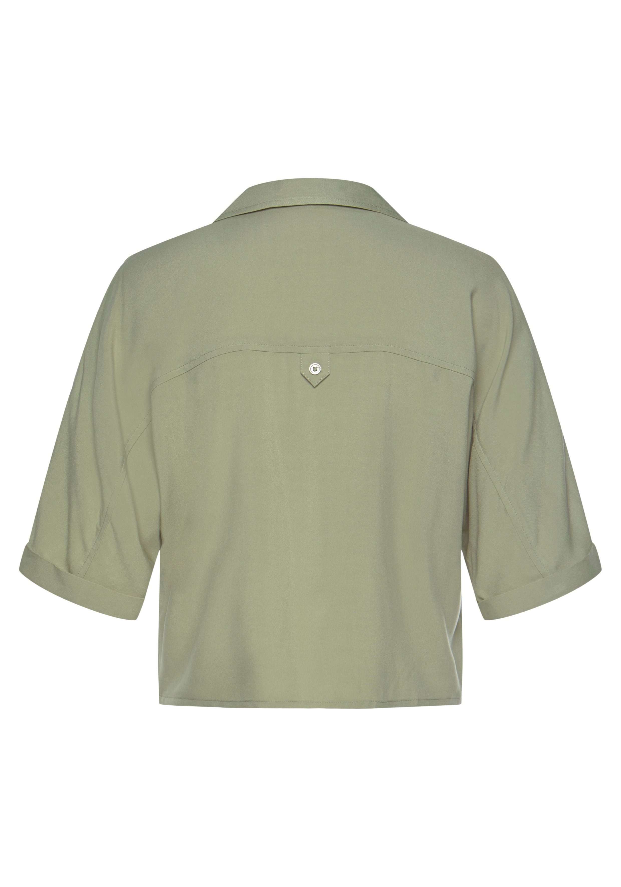 Lascana Blouse met korte mouwen met knoopdetail en knoopsluiting, blazerkraag, damesblouse