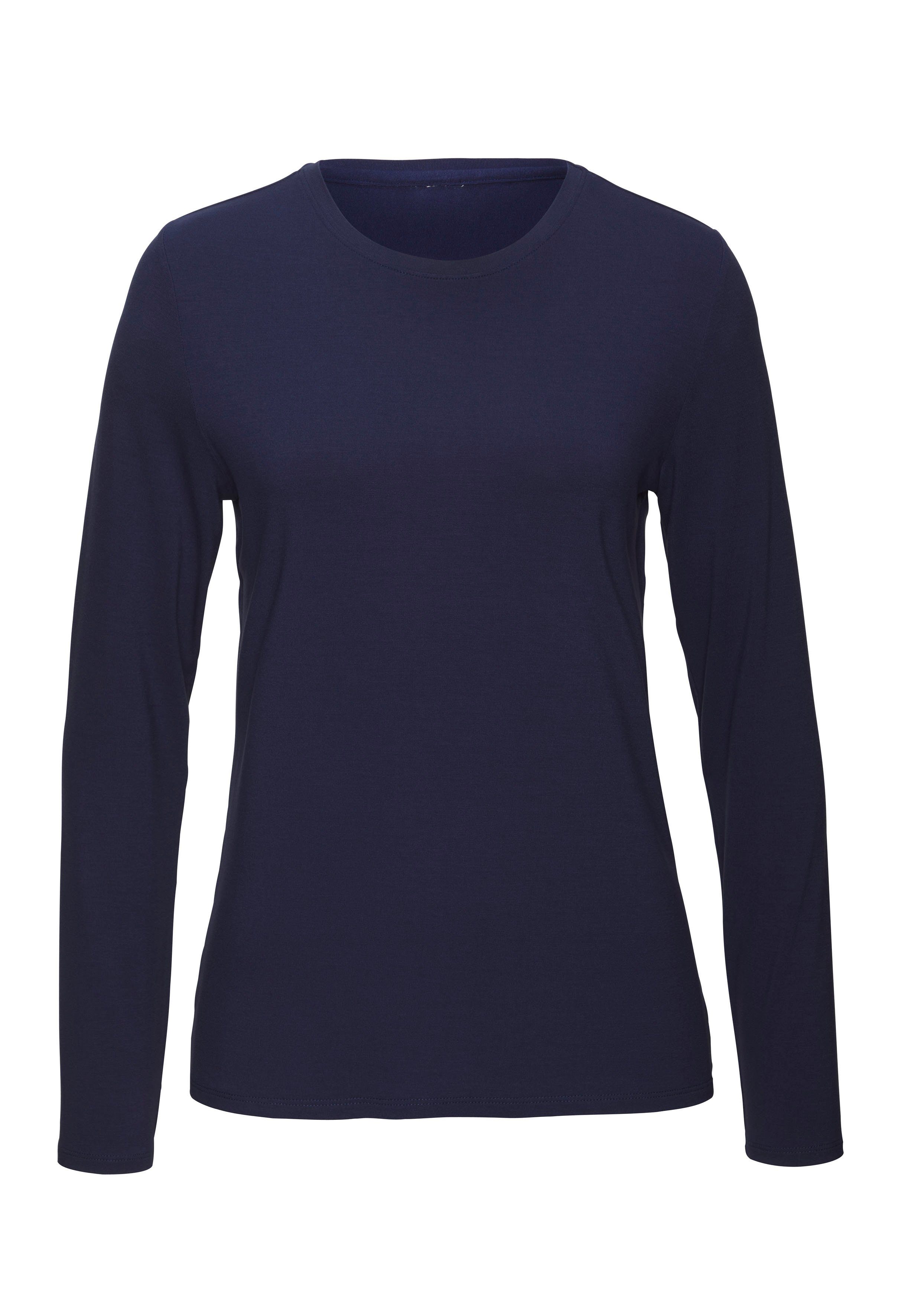 Lascana Shirt met lange mouwen Van zachte viscose-stretch van zachte viscosekwaliteit shirts maat 36/38 blauw
