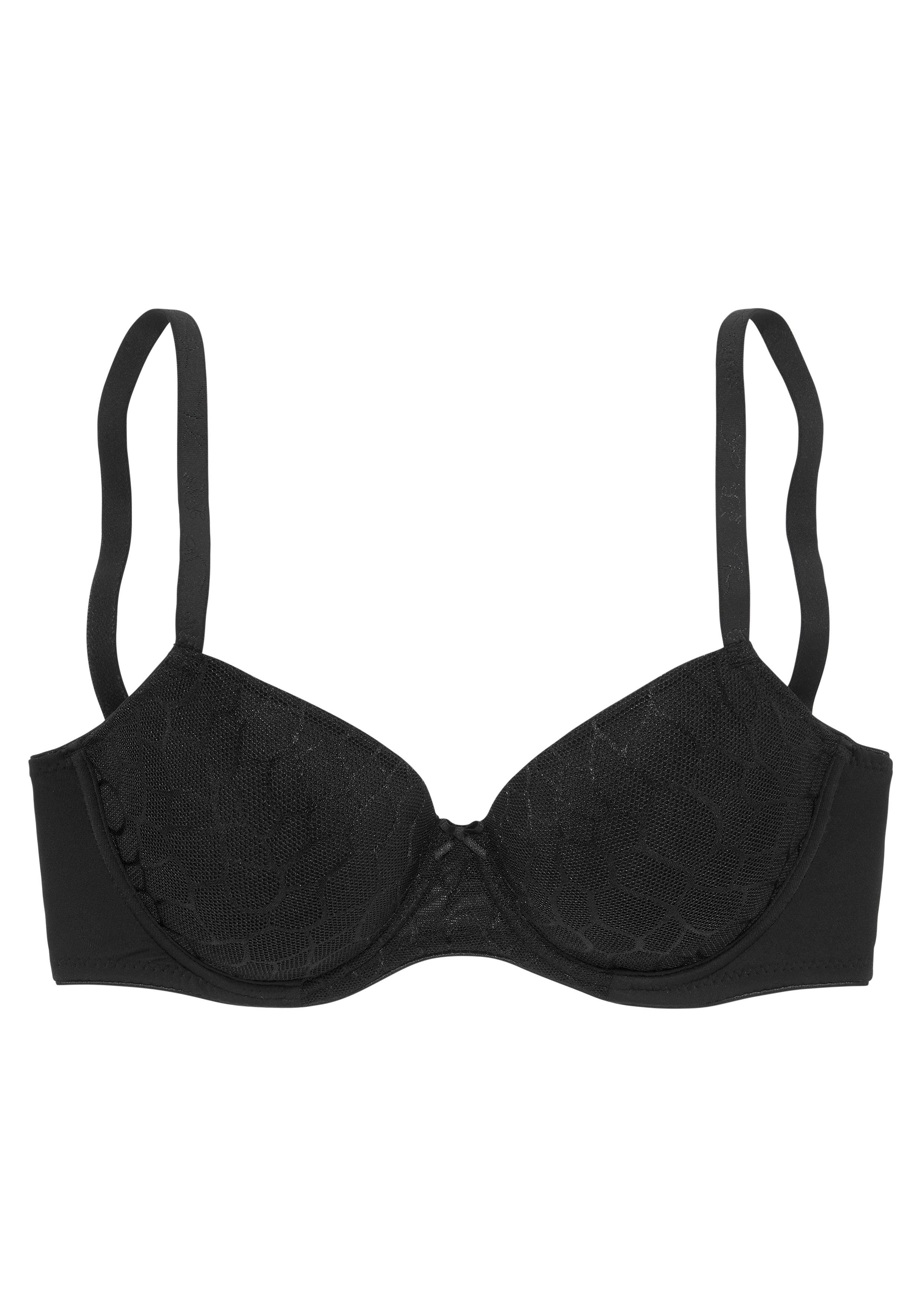 Lascana Bh met steuncups Chiara met grafisch netmotief, dessous voorgevormde bh's maat 100 G zwart