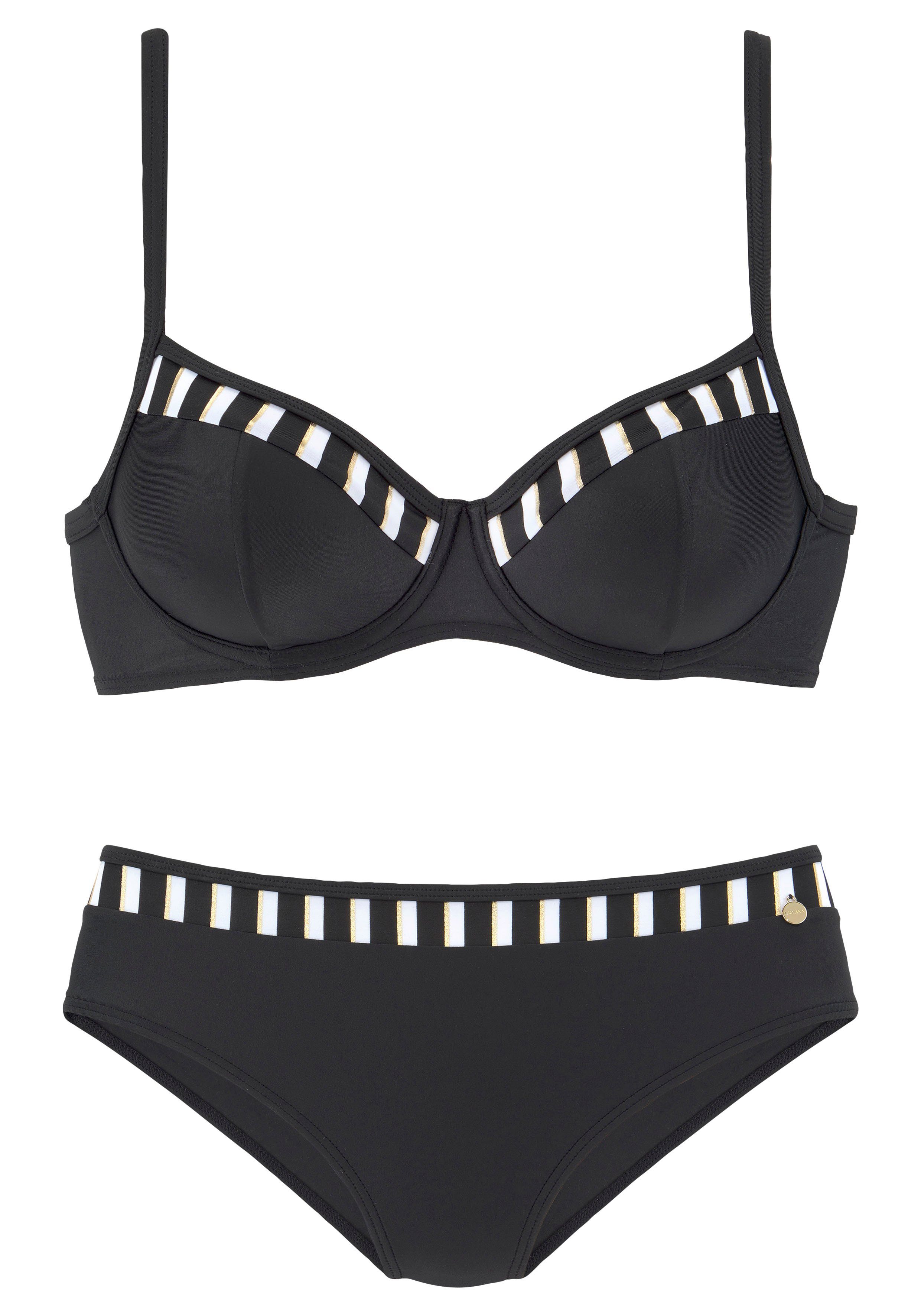 Lascana Beugelbikini met goudkleurige strepen