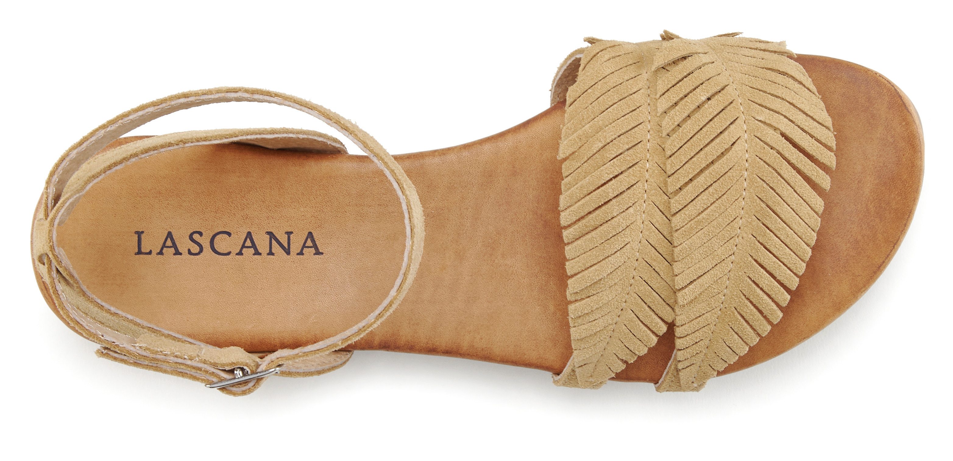 Lascana Sandalen Zomerschoen Sandalette, zomerschoen van leer met modieuze franjes