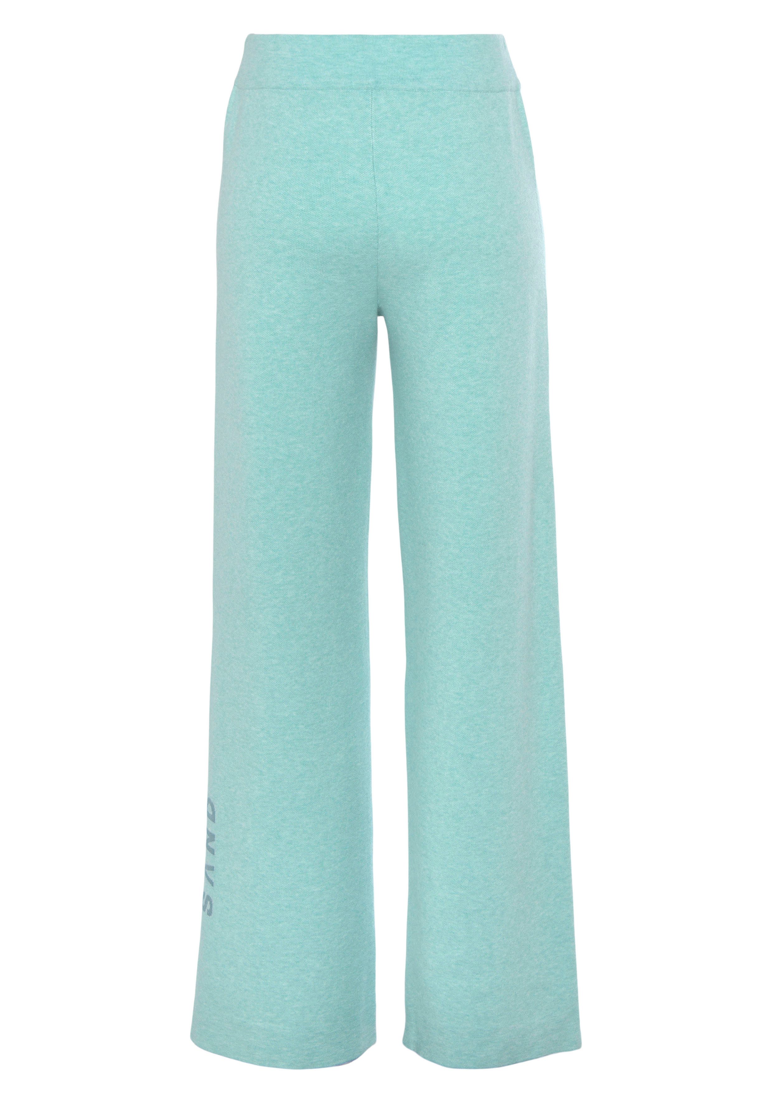 Elbsand Tricotbroek -Loungebroek met wijde pijpen en geborduurd logo, loungewear