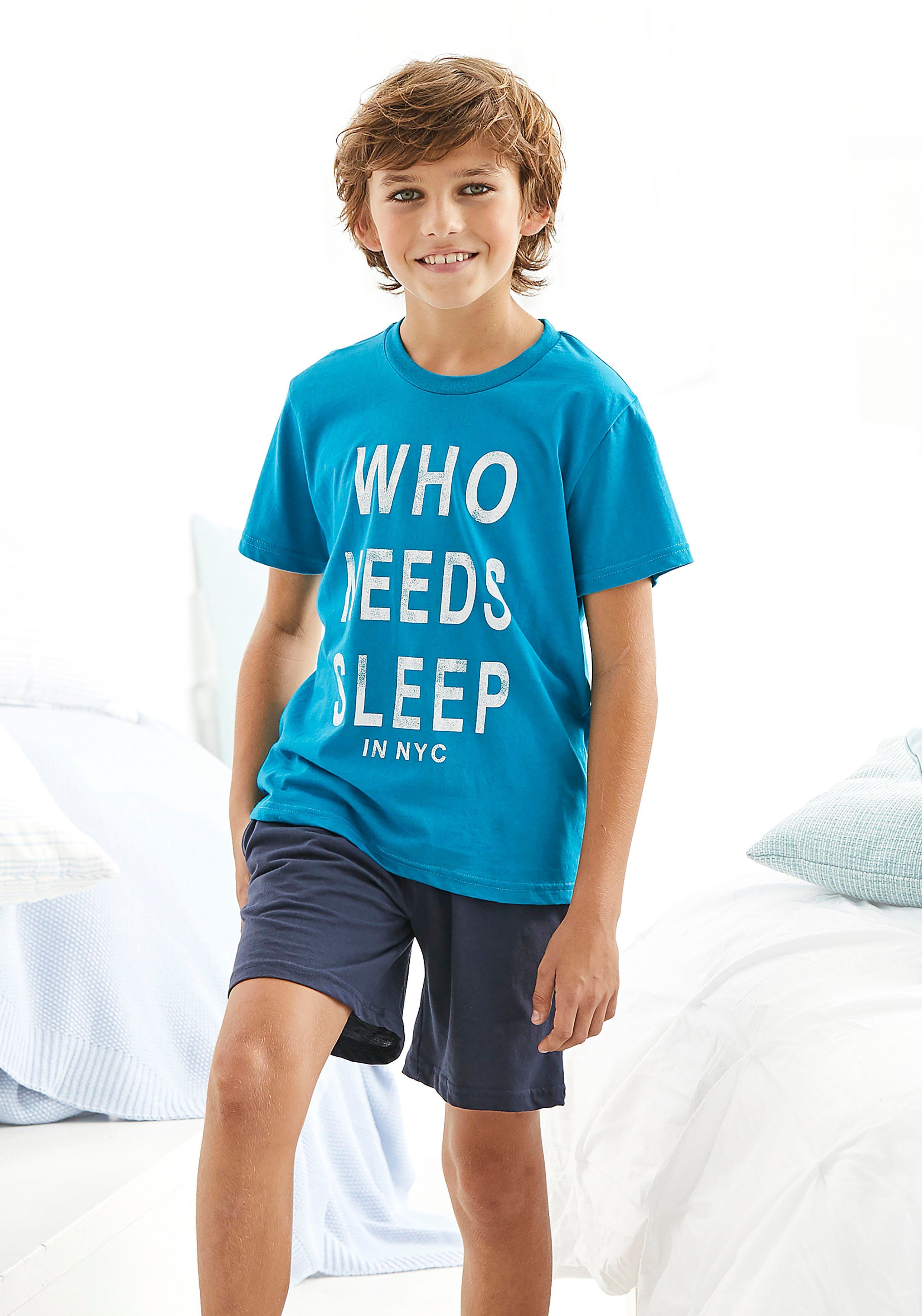 AUTHENTIC LE JOGGER Pyjama Pyjama met spreuk "Wie heeft slaap nodig" (2-delig, 1 stuk)