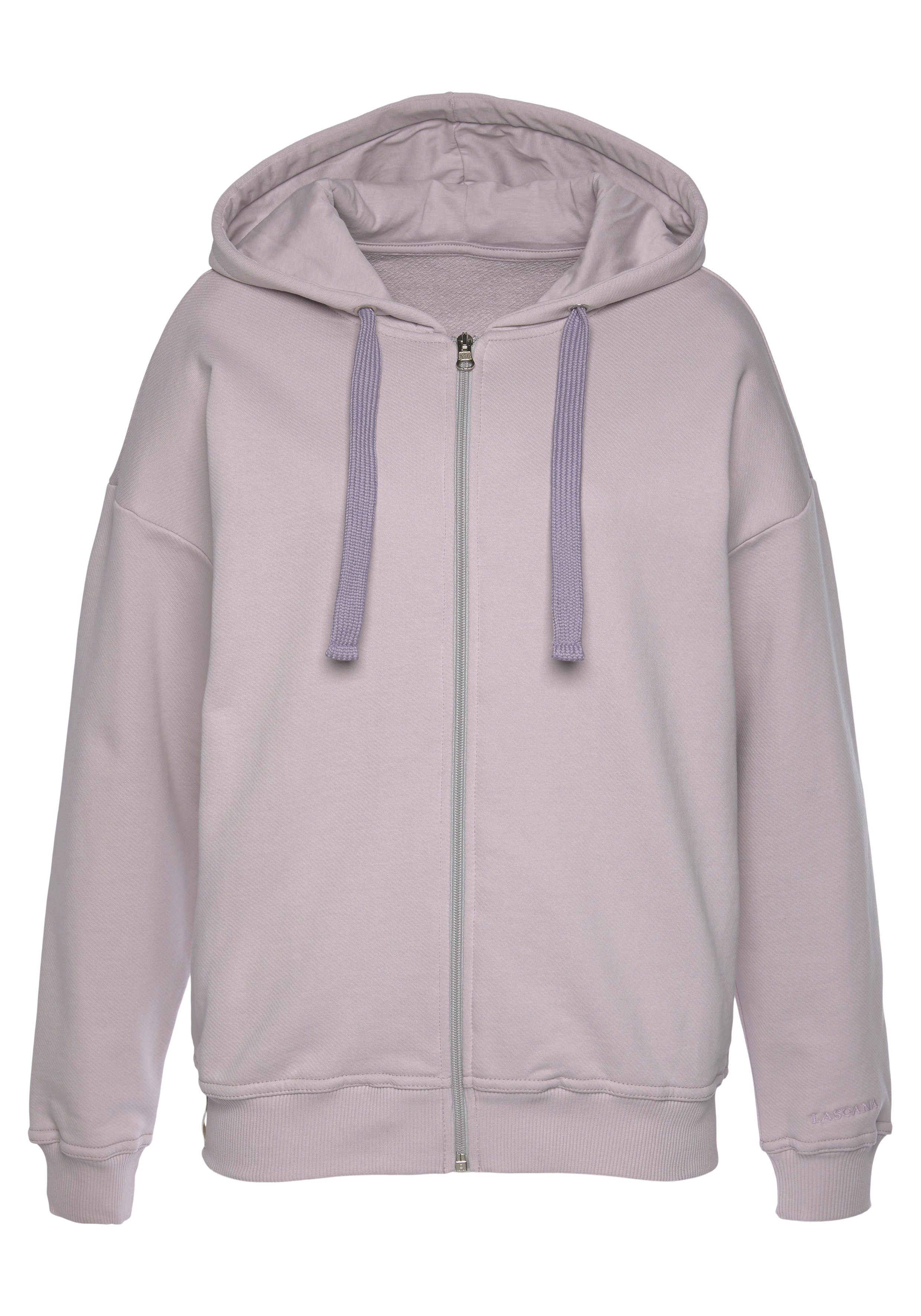 Lascana Sweatvest -lounge jas van biologische katoen, loungewear tops & hoodies maat 32/34 paars