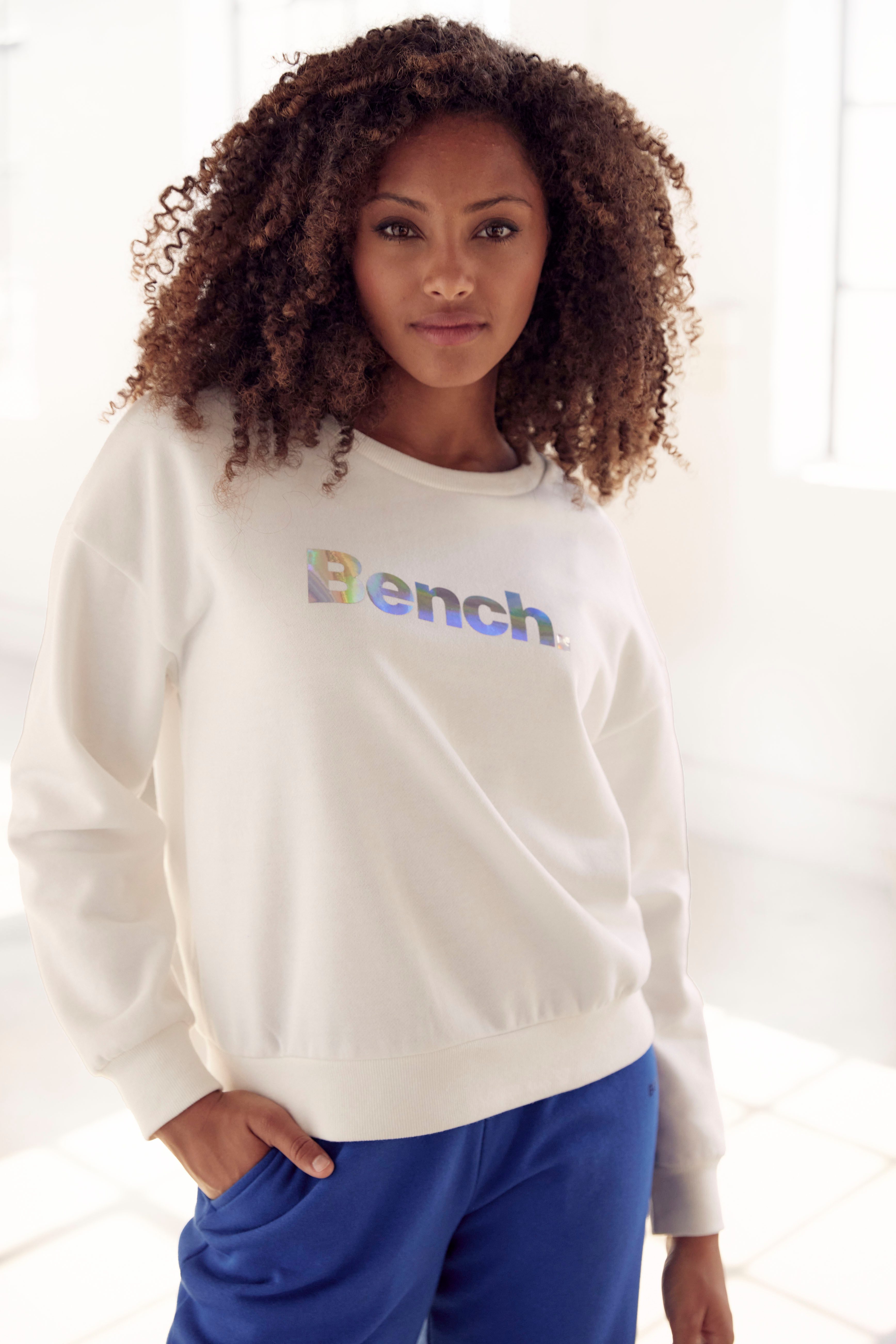 Bench. Loungewear Sweatshirt Loungeshirt met glanzende logoprint, loungewear