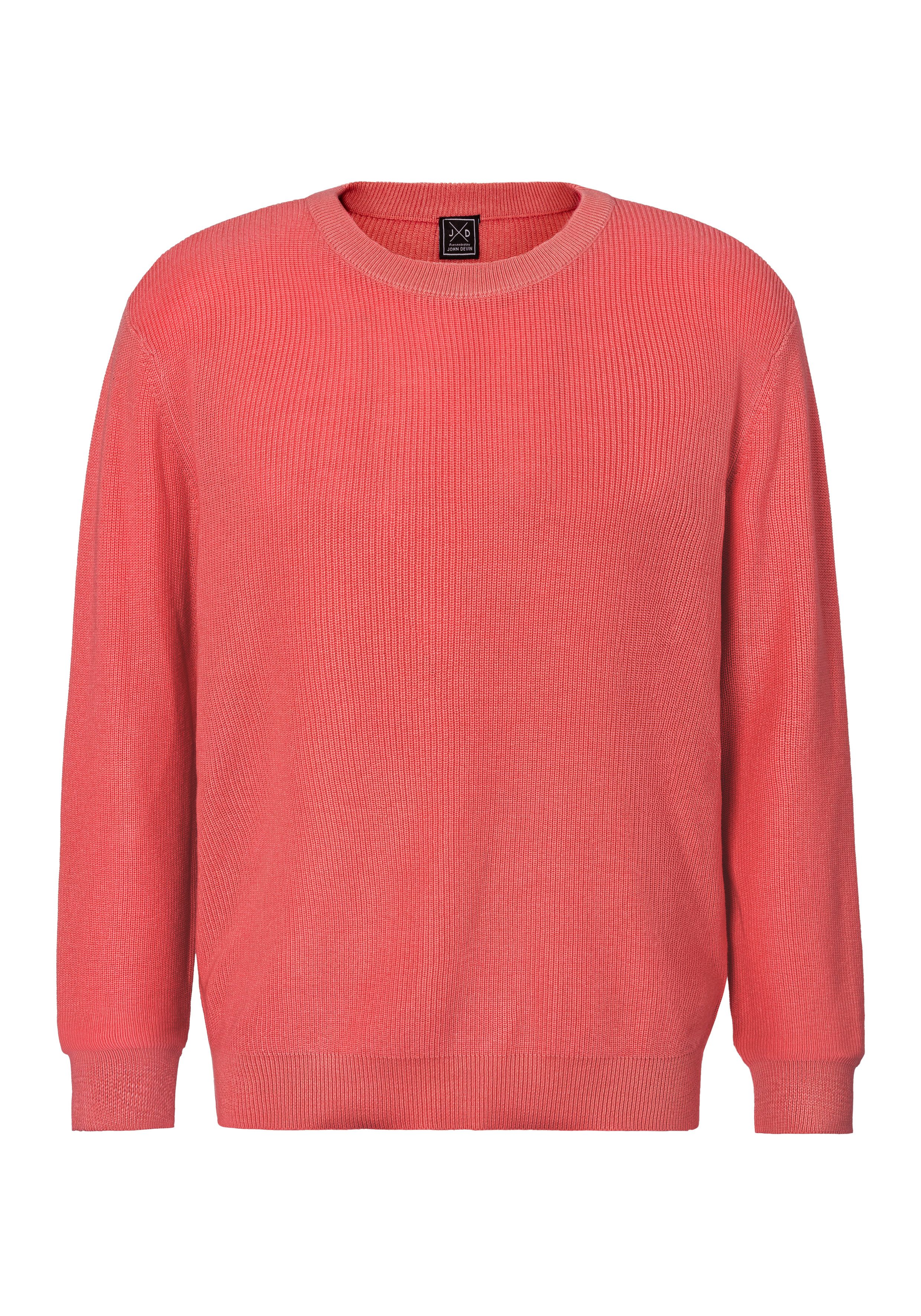 John Devin Gebreide trui Pullover in modieuze kleuren van katoenmix heren maat L (52/54) rood