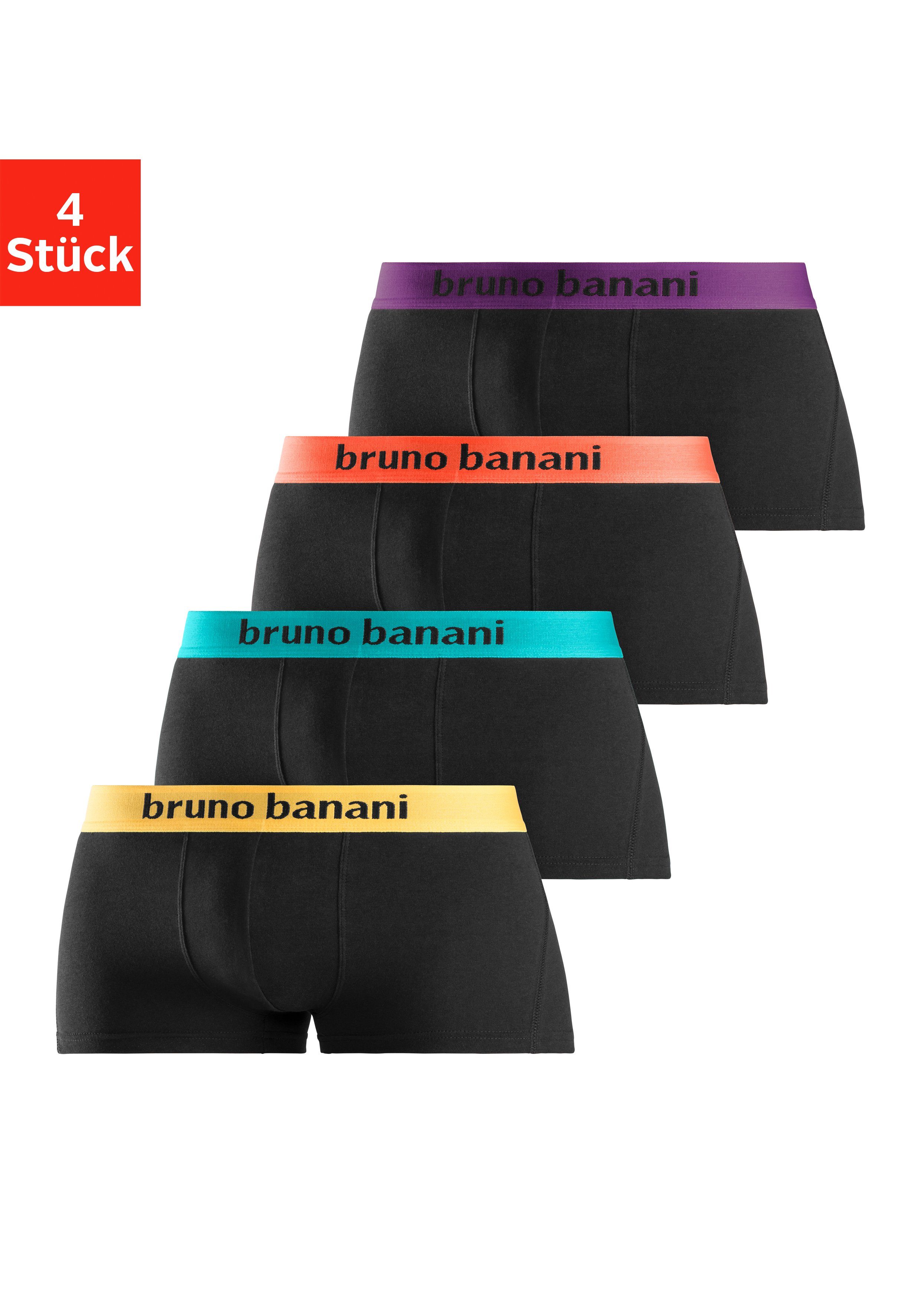 Bruno Banani Hipster strak zittende boxershorts met logo webband van katoenmix (set, 4 stuks)