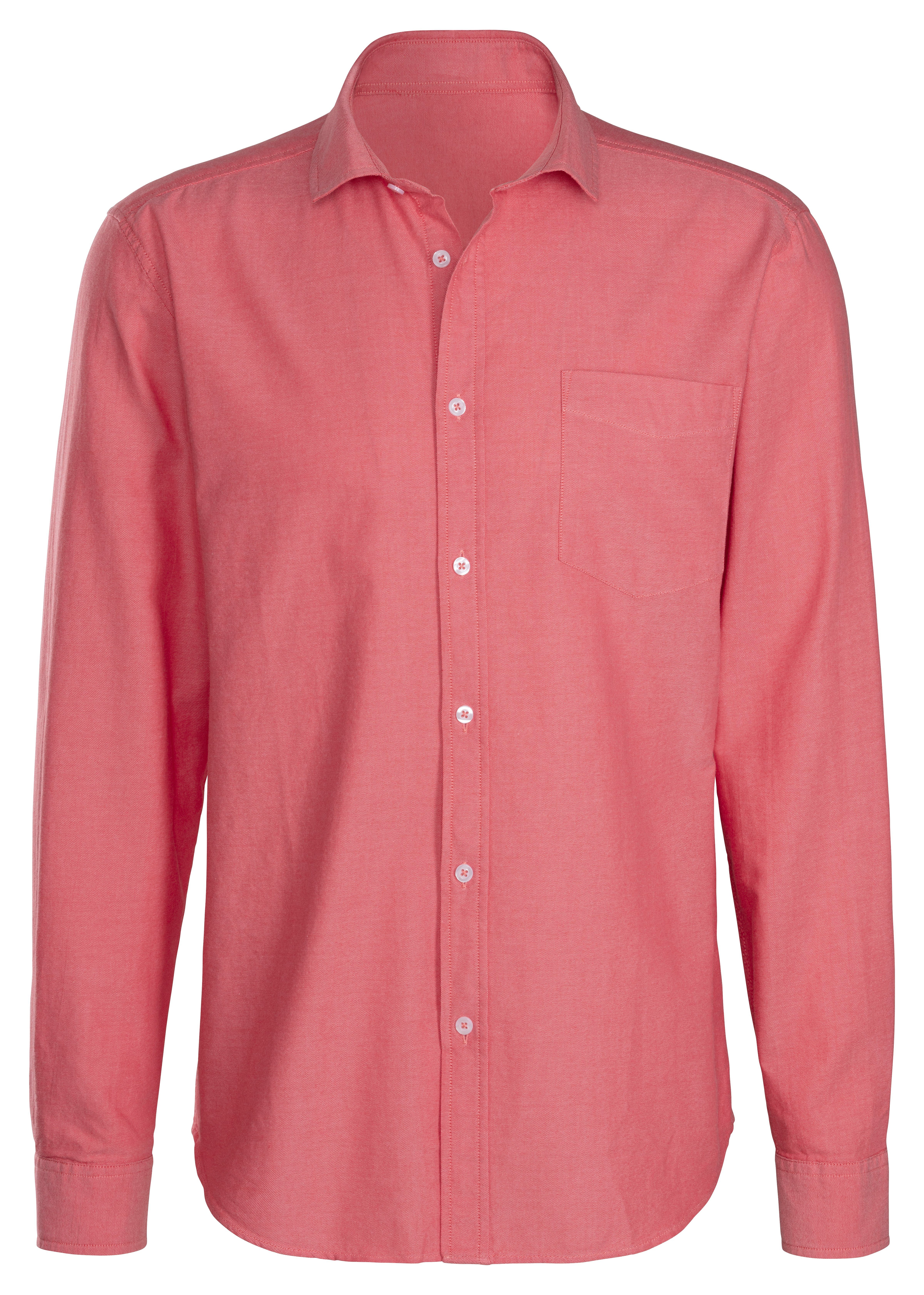 H.I.S Overhemd met lange mouwen met kent-kraag, oxford-kwaliteit van 100% katoen heren maat XL (43/44) rood