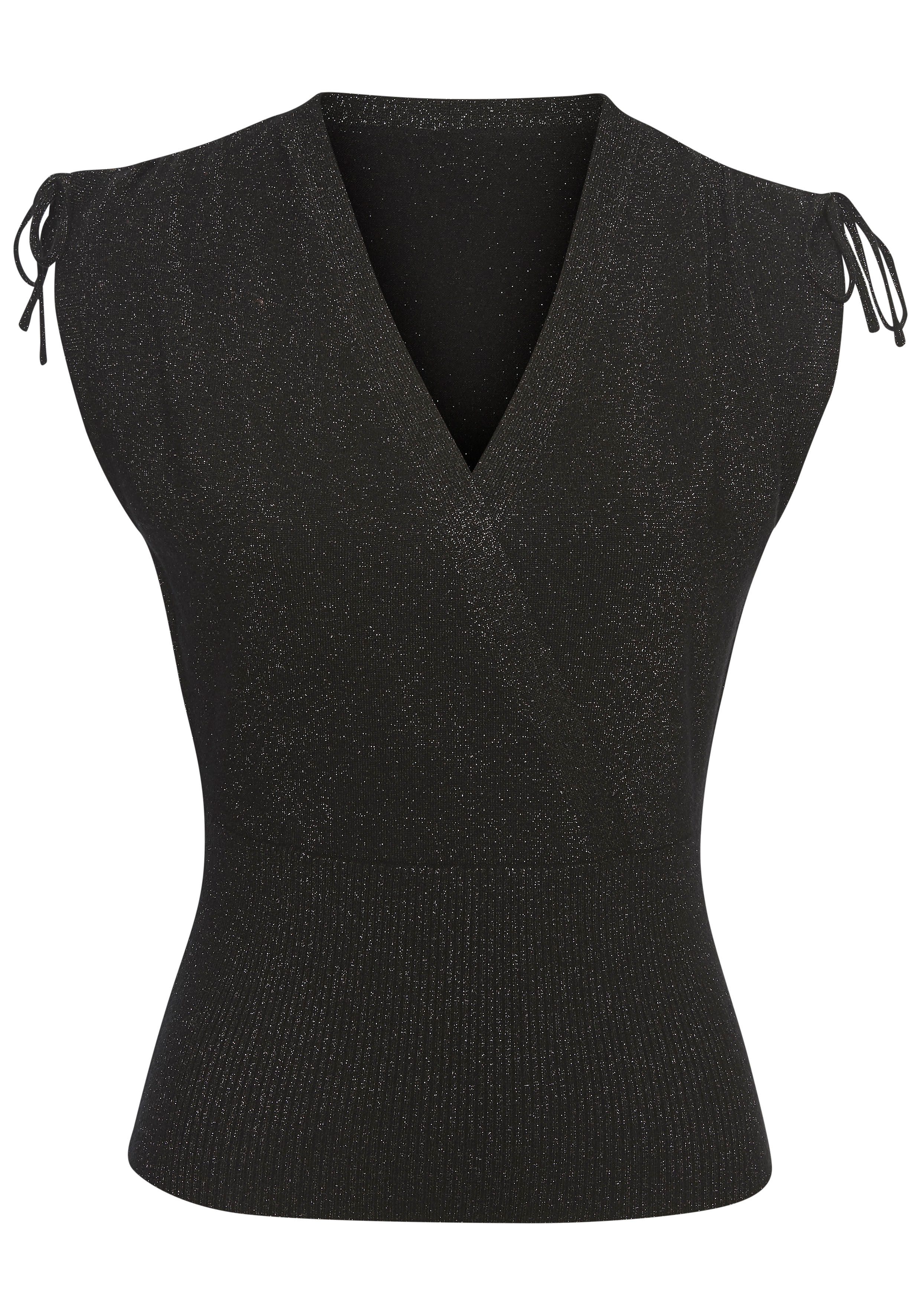 Lascana Gebreide top met glanzend lurexgar strandtops maat 32/34 zwart