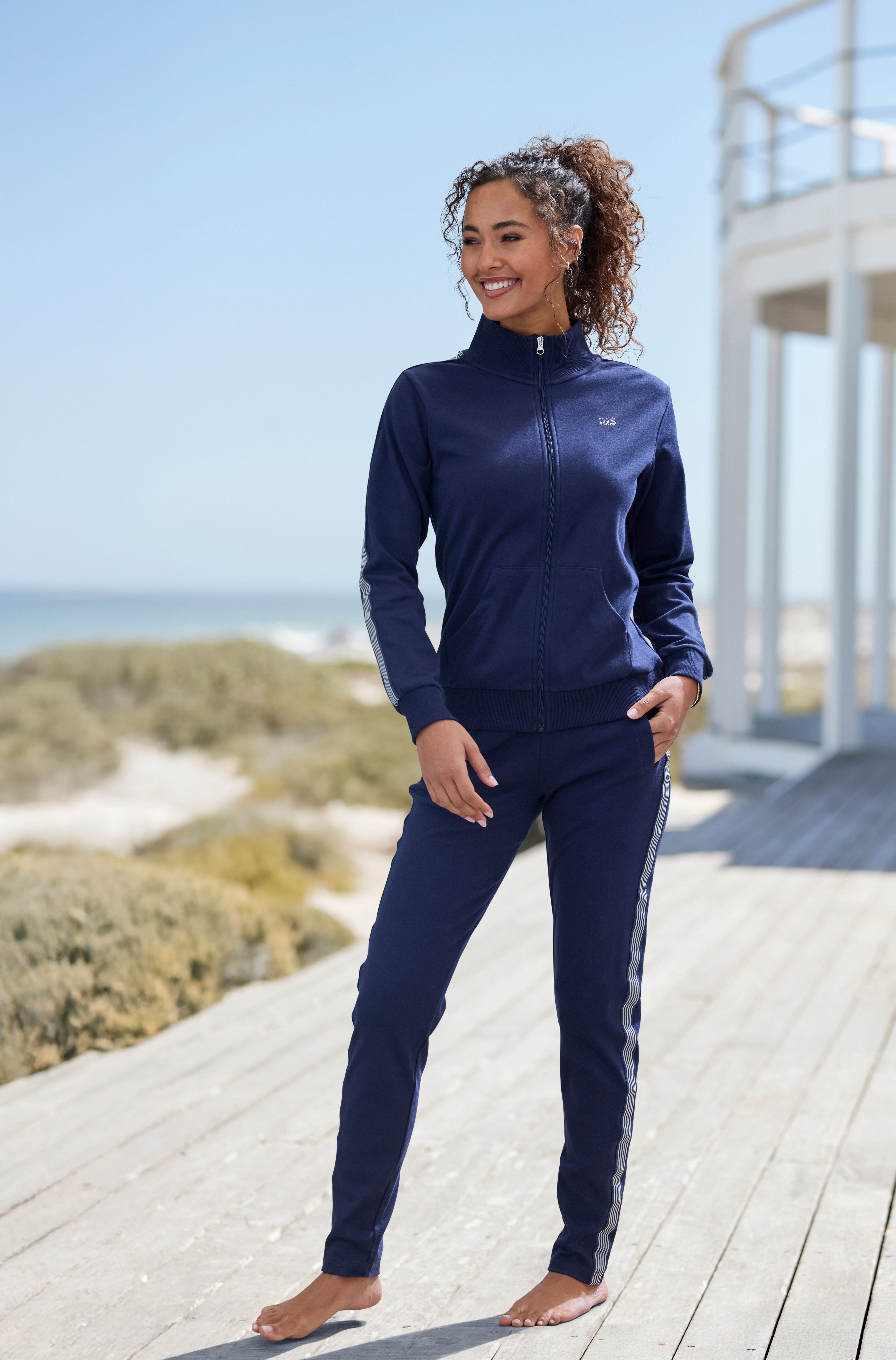 H.I.S Sweatvest met gestreepte tape aan de mouwen