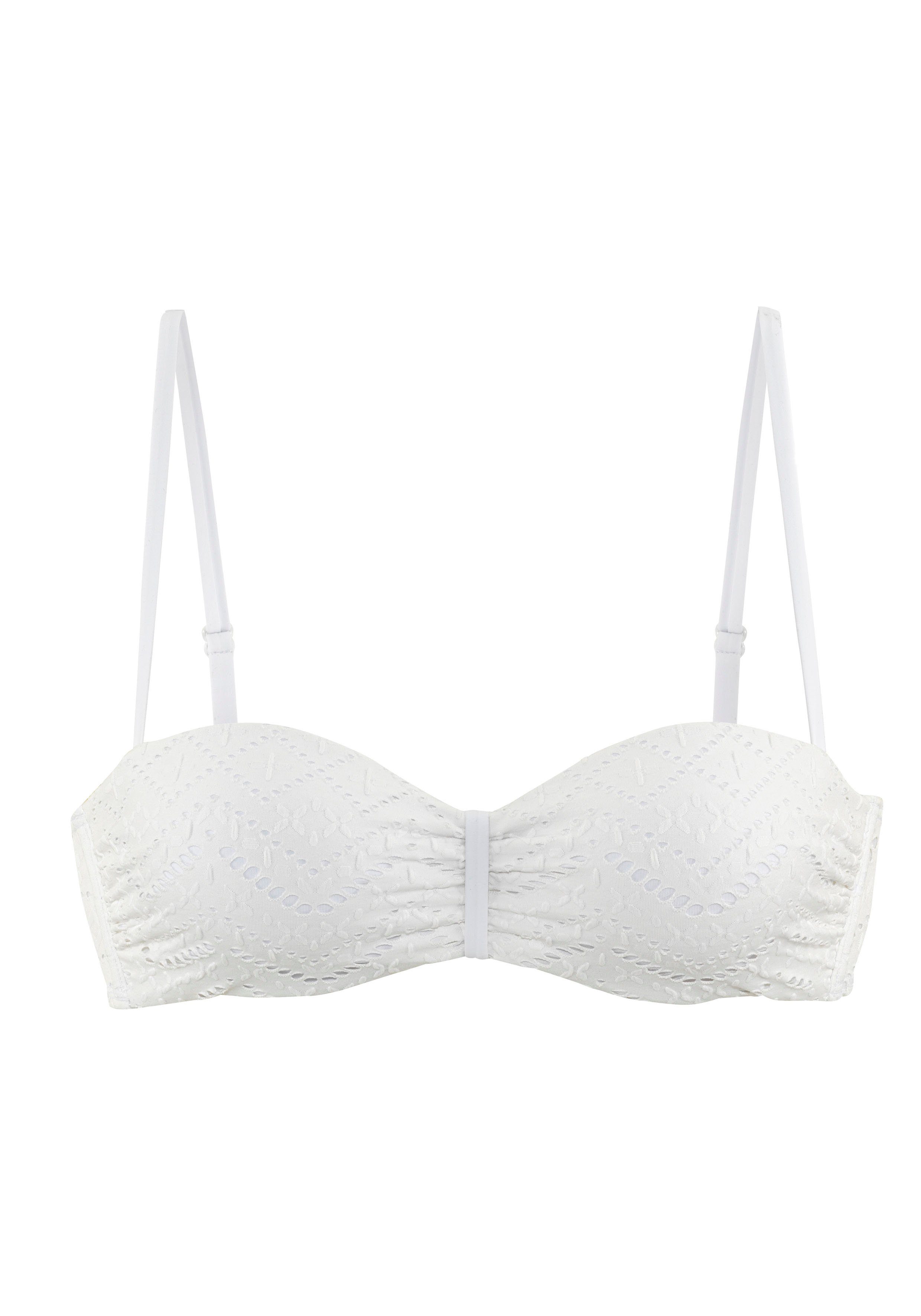 Lascana Beugelbandeau bikinitop Omara met broderie anglaise