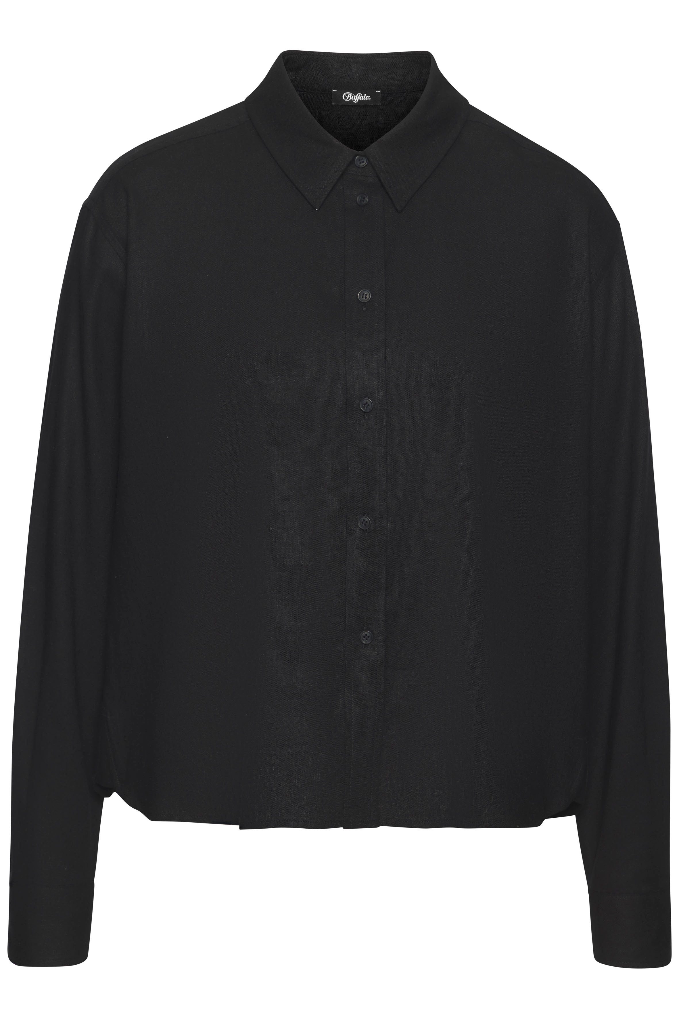 Buffalo Overhemdblouse met linnenpercentage, luchtige lange blouse met overhemdkraag
