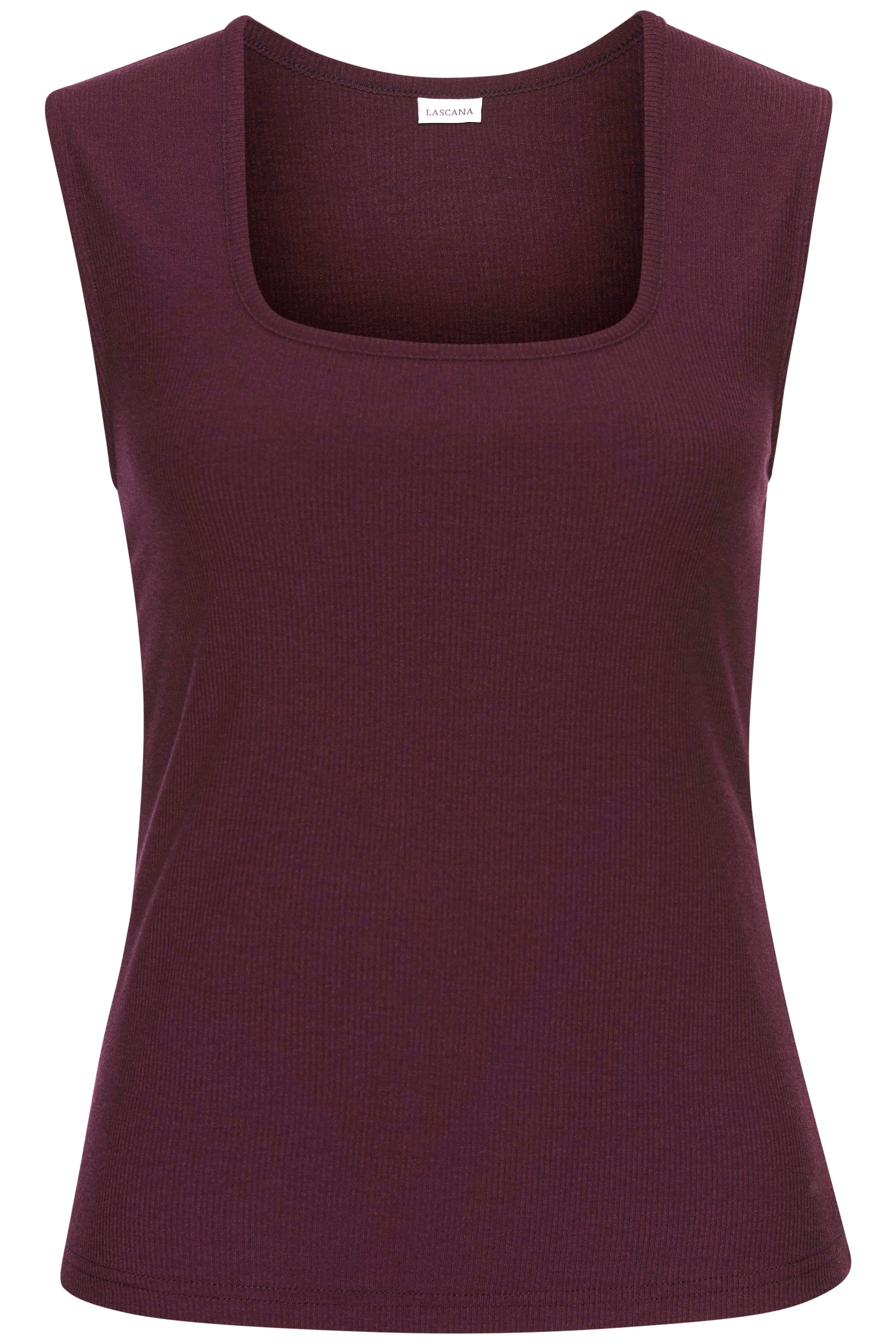 Lascana Geribde tanktop met vierkante halslijn, elastisch dametop, basic, elegant