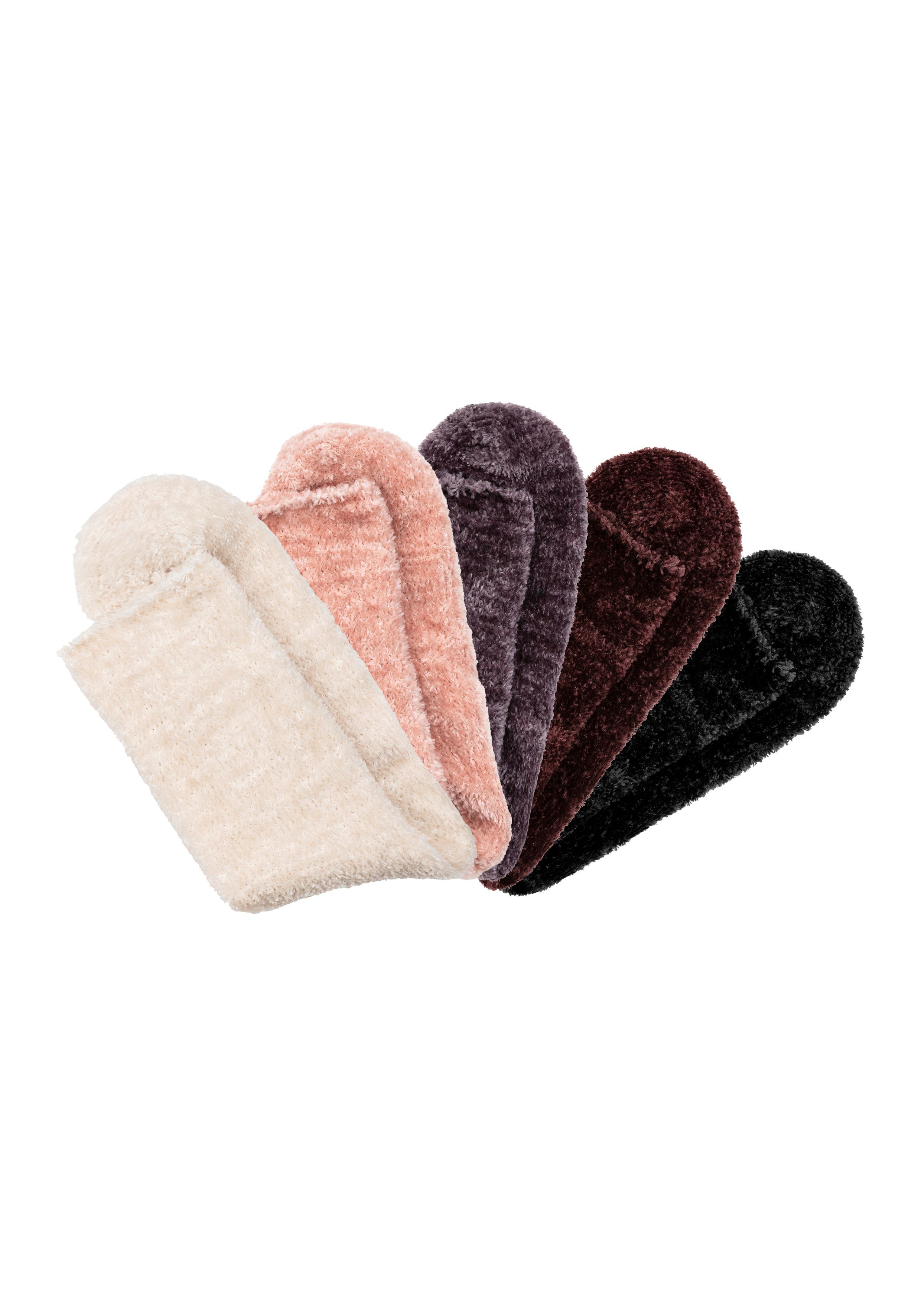 Lavana Wellness-sokken Bedsokken Bed sokken van zacht, licht glanzend chenille garen (set, 5 paar)