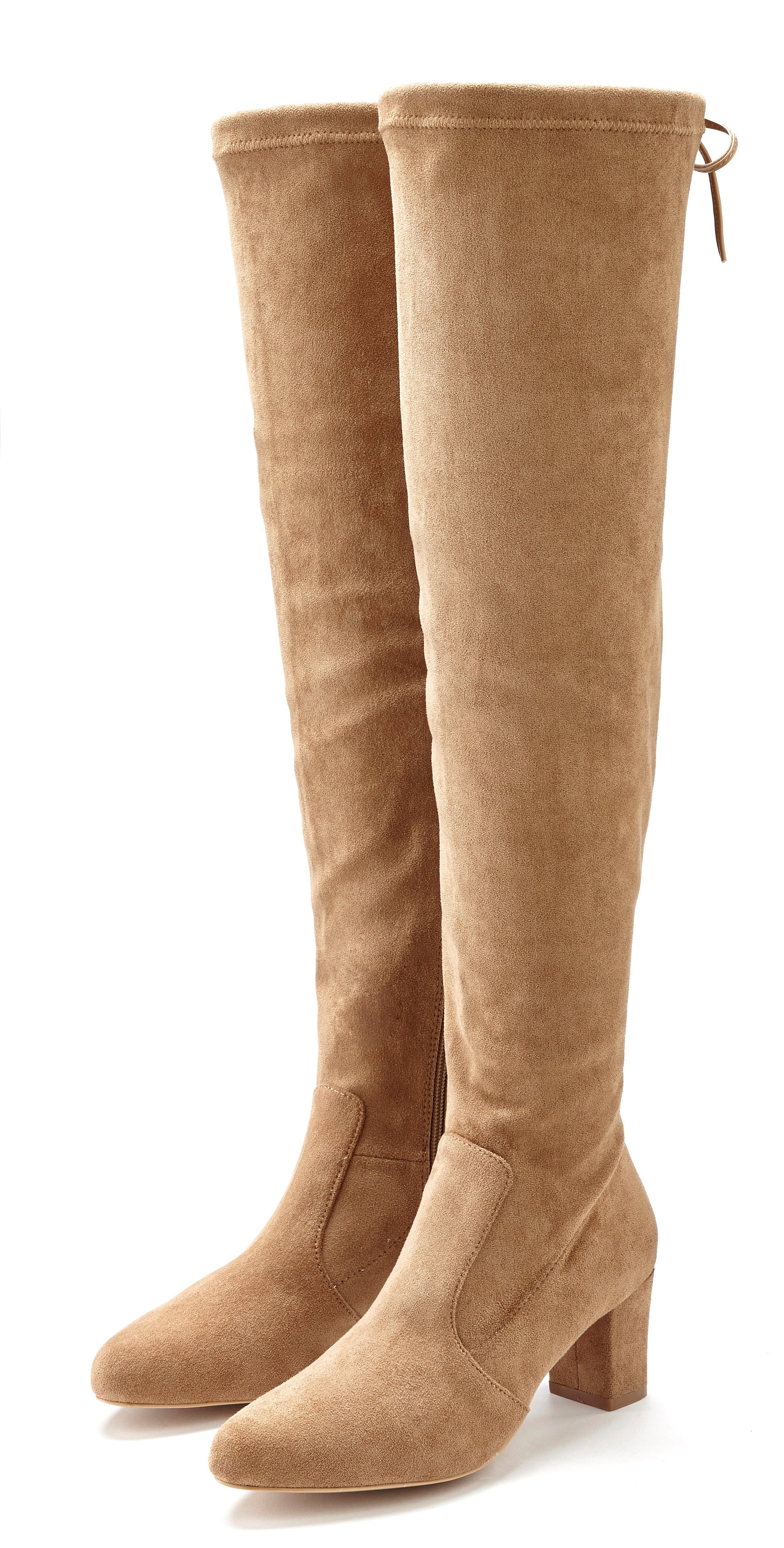 kever trog Mammoet Lascana Overknee-laarzen van zacht stretchmateriaal en comfortabele blokhak  voordelig besteld | LASCANA