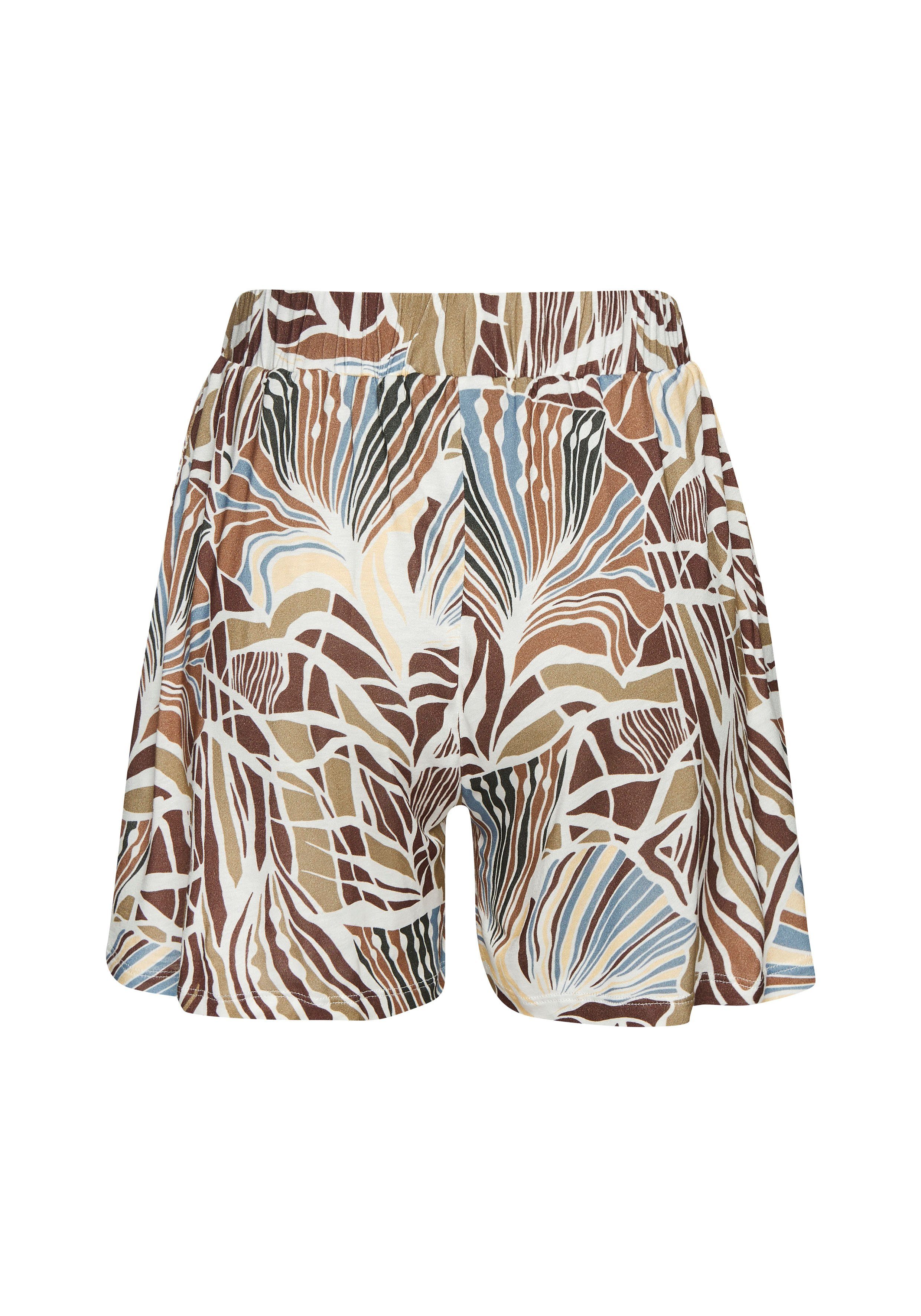 Lascana Strandshort met vaste bindgordel, korte broek met alloverprint