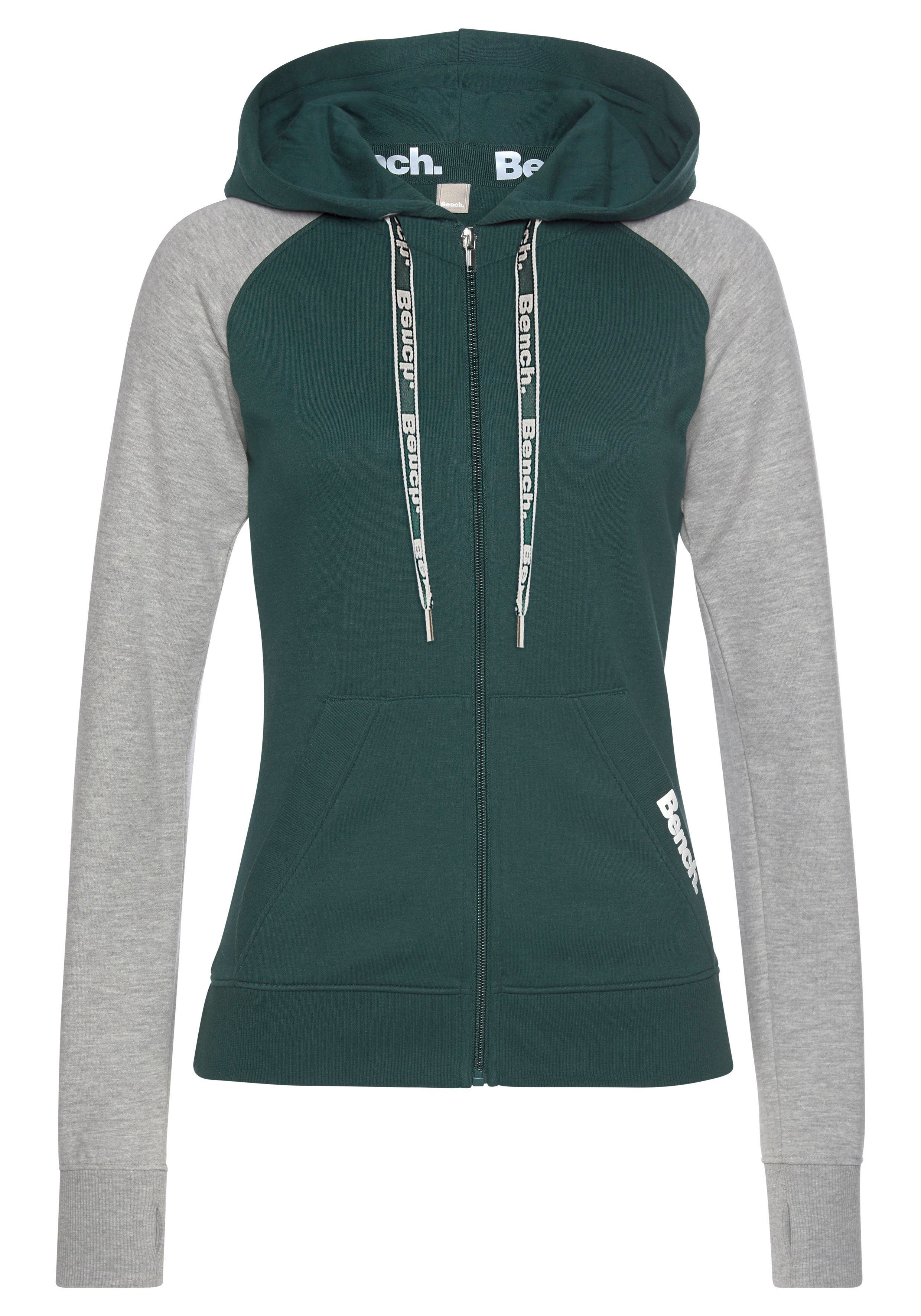 Bench. Loungewear Capuchonsweatvest met kleurafgebakende mouwen, loungepak tops & hoodies maat 44/46 groen
