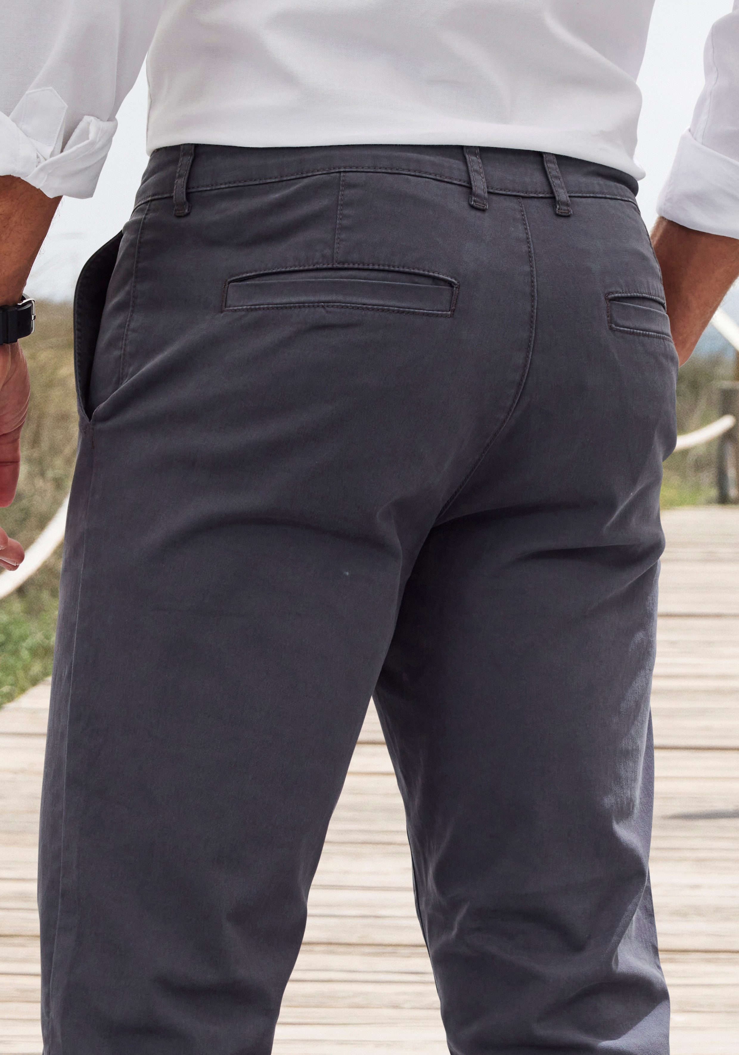 H.I.S Chino Regular fit lange broek, van elastische katoenkwaliteit