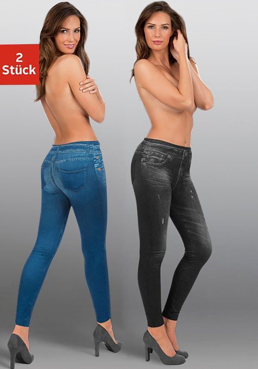 Canada Vechter Conjugeren Jeanslegging in geprinte jeans-look (Set van 2) kopen? Bestel hier | LASCANA
