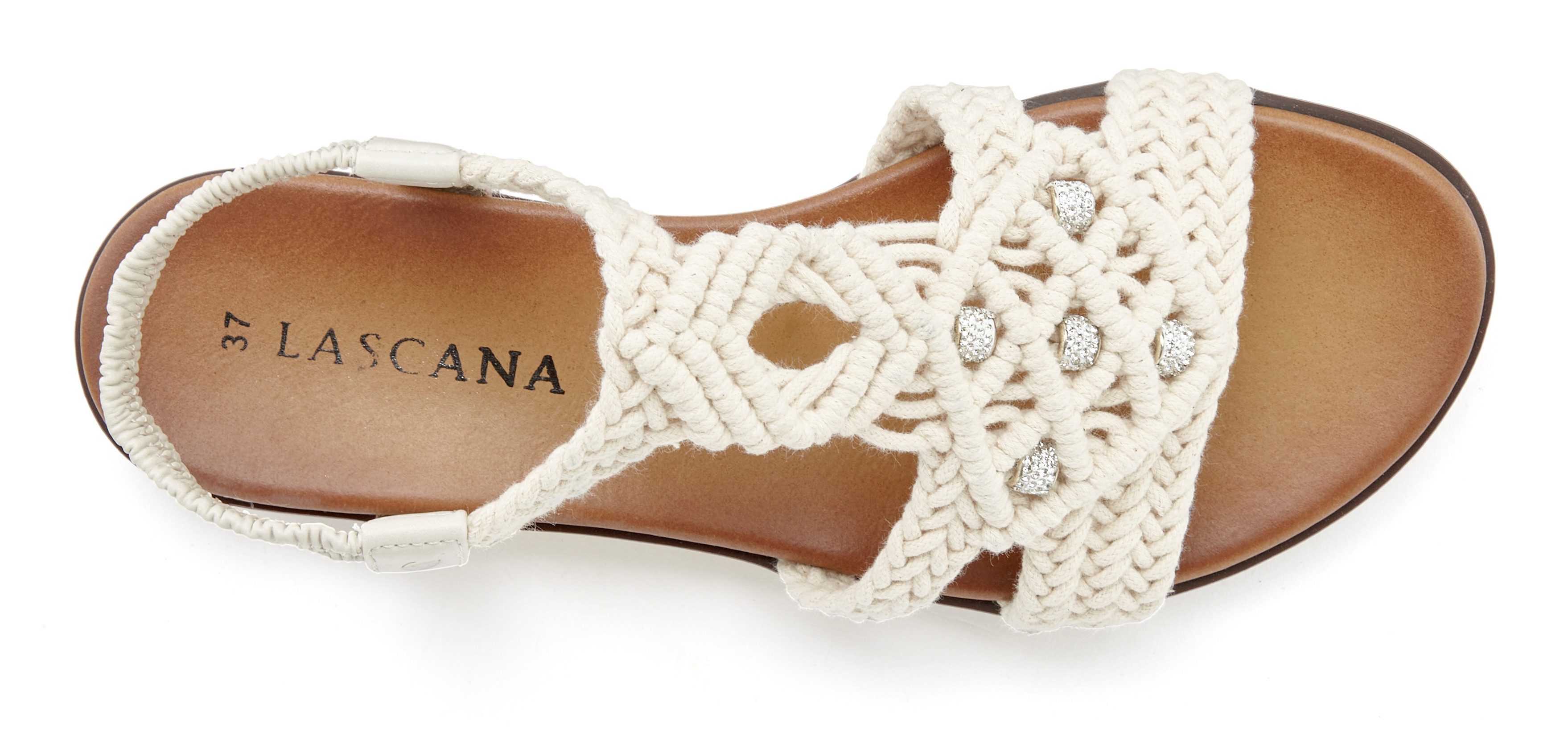Lascana Sandalen Zomerschuh, open schoen, pantoffel, in trendy haaklook en glinsterende details