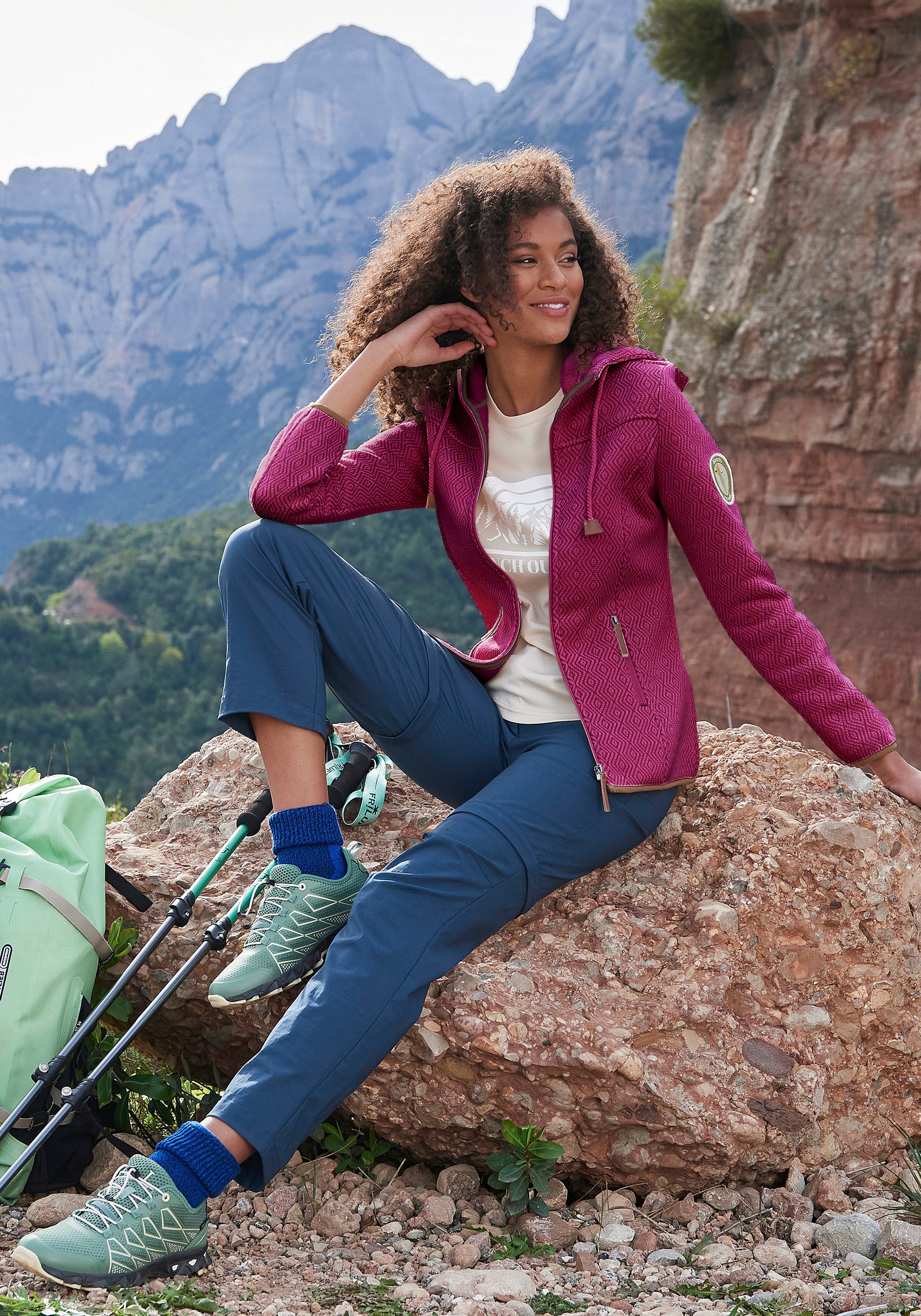 active by Lascana Fleecejack Trekking jas met capuchon