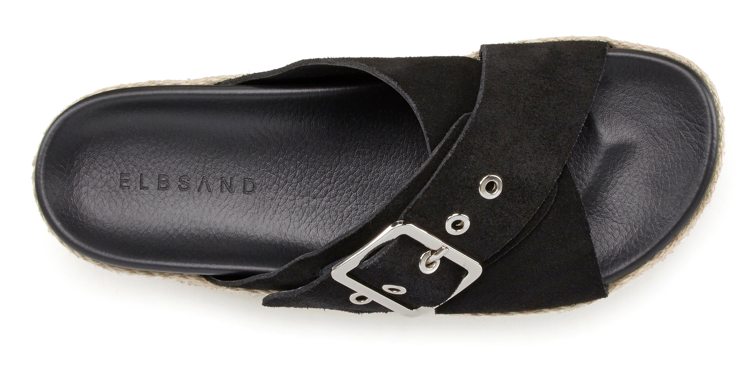 Elbsand Slippers Mule, sandaal, open schoen met plateauhak van leer
